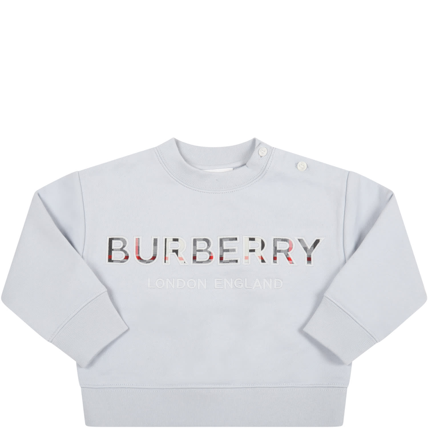 Burberry Light-blue Sweatshirt For Baby Boy With Logo
