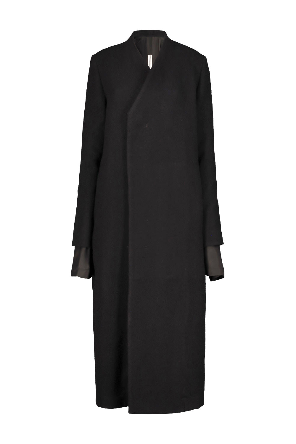 Rick Owens Long Coat Structured Back Vent In Black