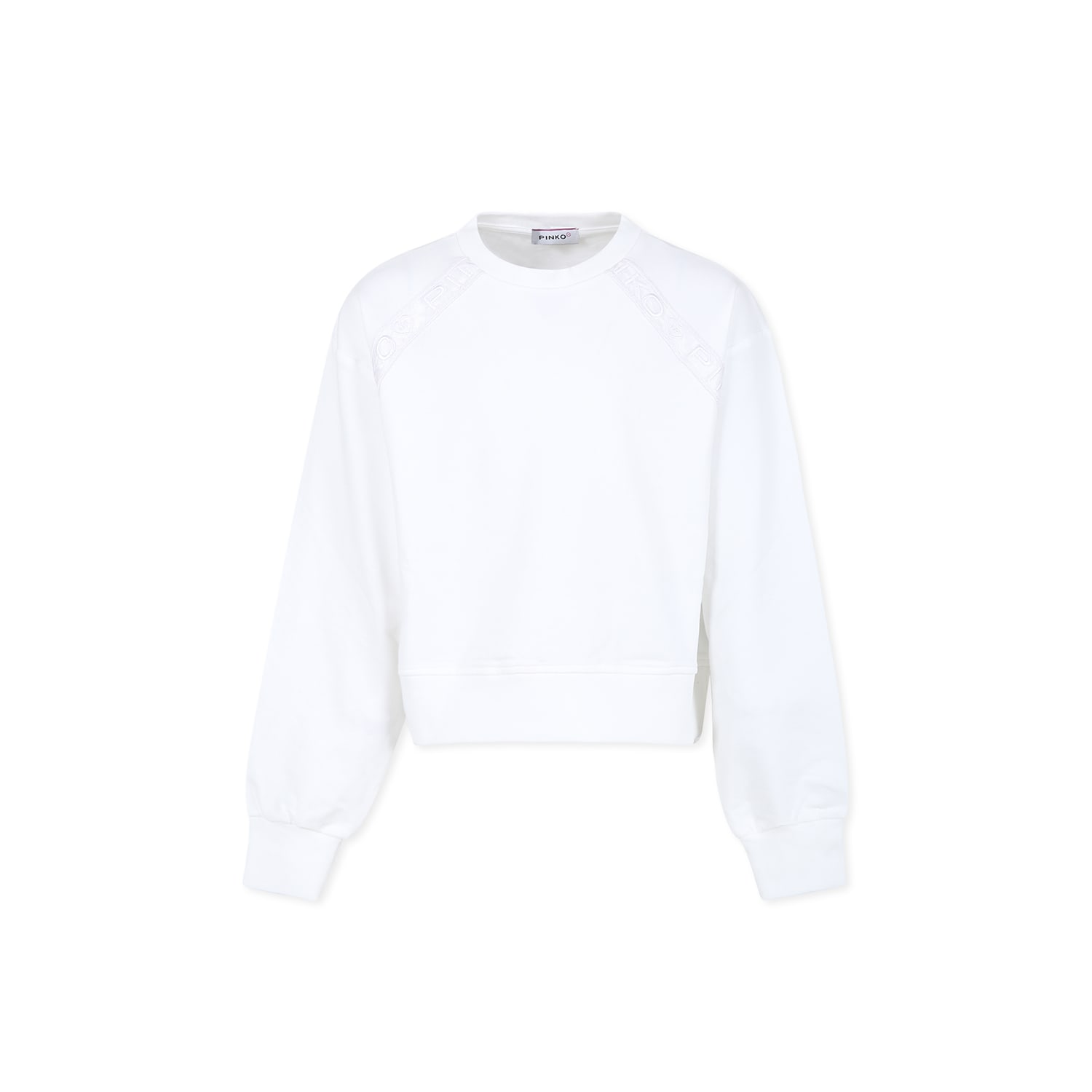 Shop Pinko White Sweatshirt For Girl With Logo