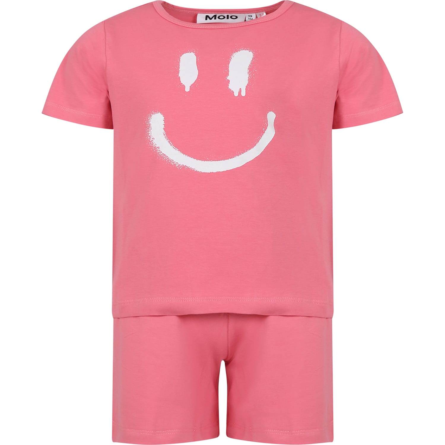 Molo Pink Pajamas For Kids With Smiley
