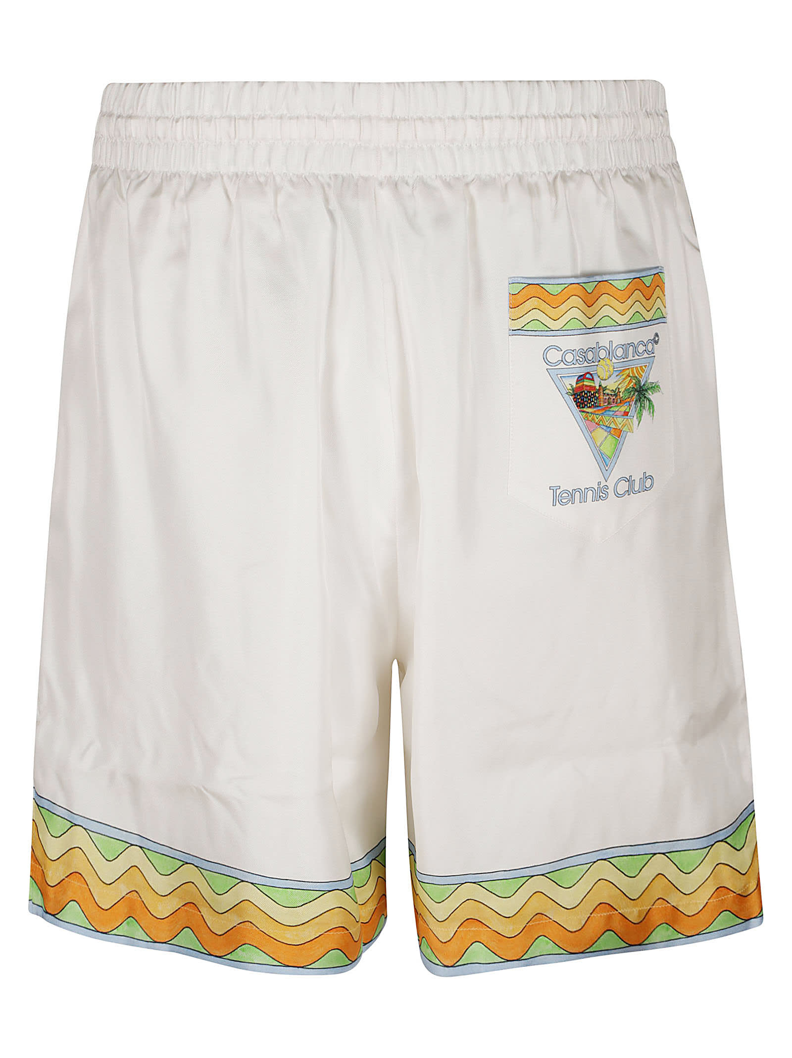 Shop Casablanca Drawstring Waist Shorts In White