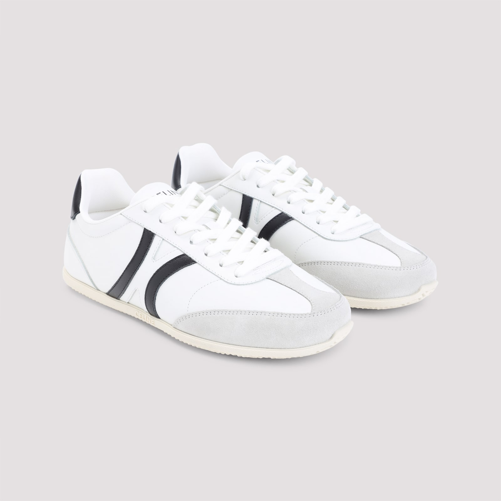 Celine Optic White Calf Leather Triomphe Sneakers In Multi