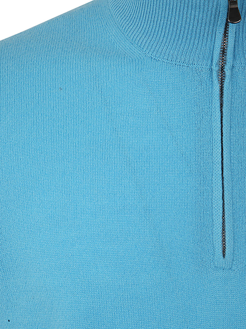 Shop Filippo De Laurentiis Wool Cashmere Long Sleeves Half Zipped Sweater In Light Blue