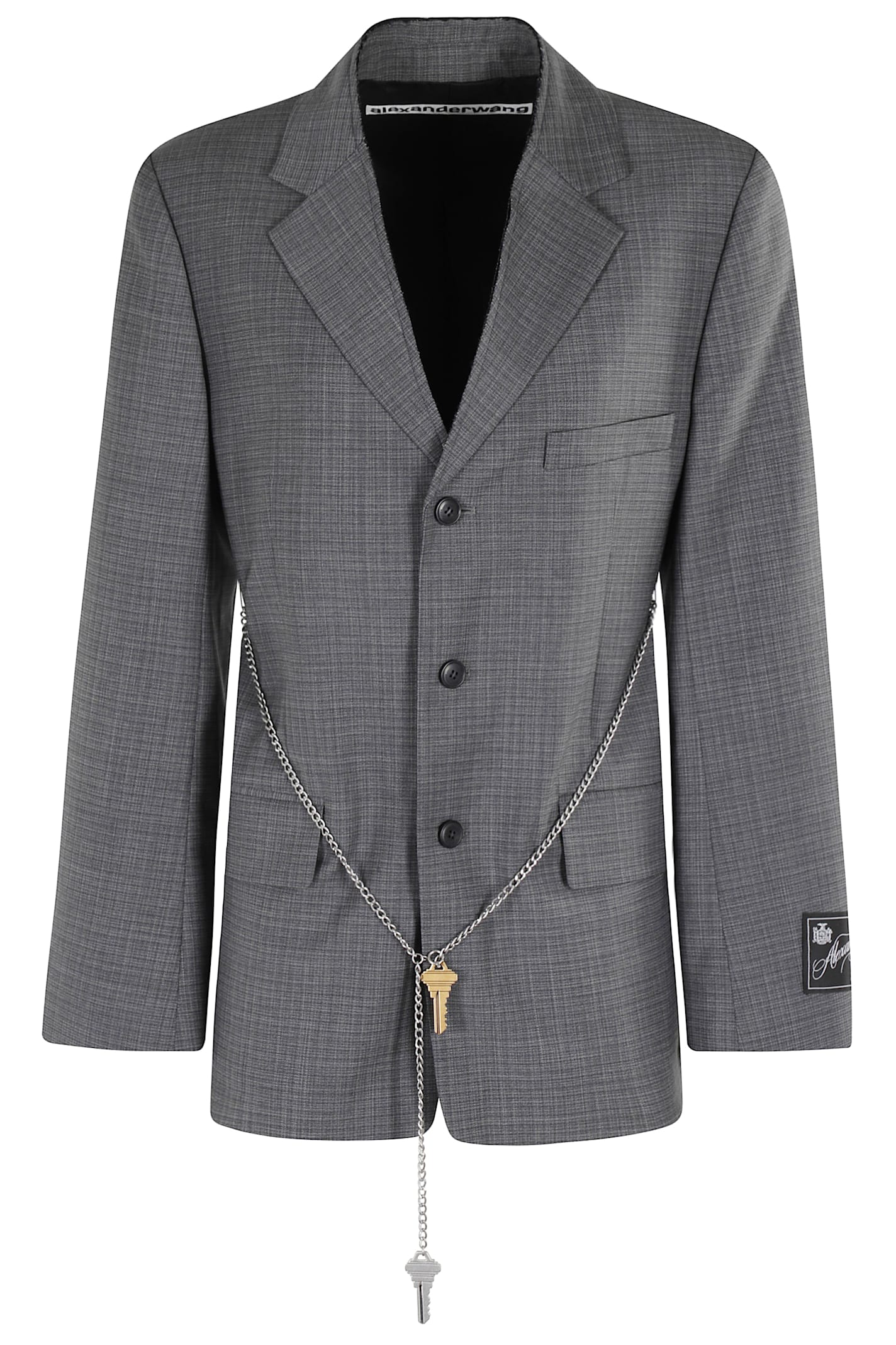 Alexander Wang Tailored Blazer With Chain Belt And Check Pattern In Gray