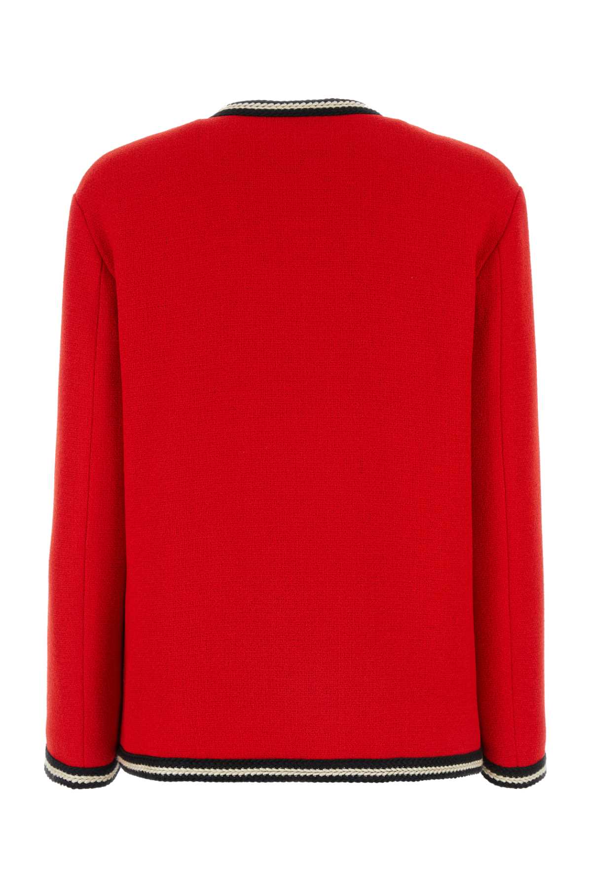 Gucci Red Tweed Blazer In Strawberrycandymix