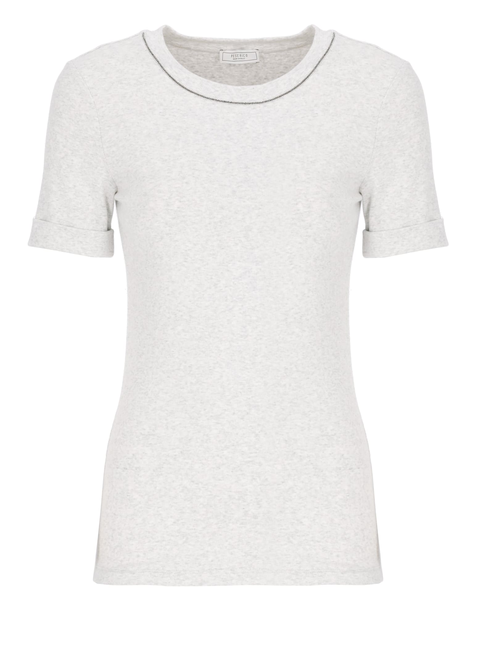 Peserico Fitted Short Sleeve Cotton T-shirt In Gray