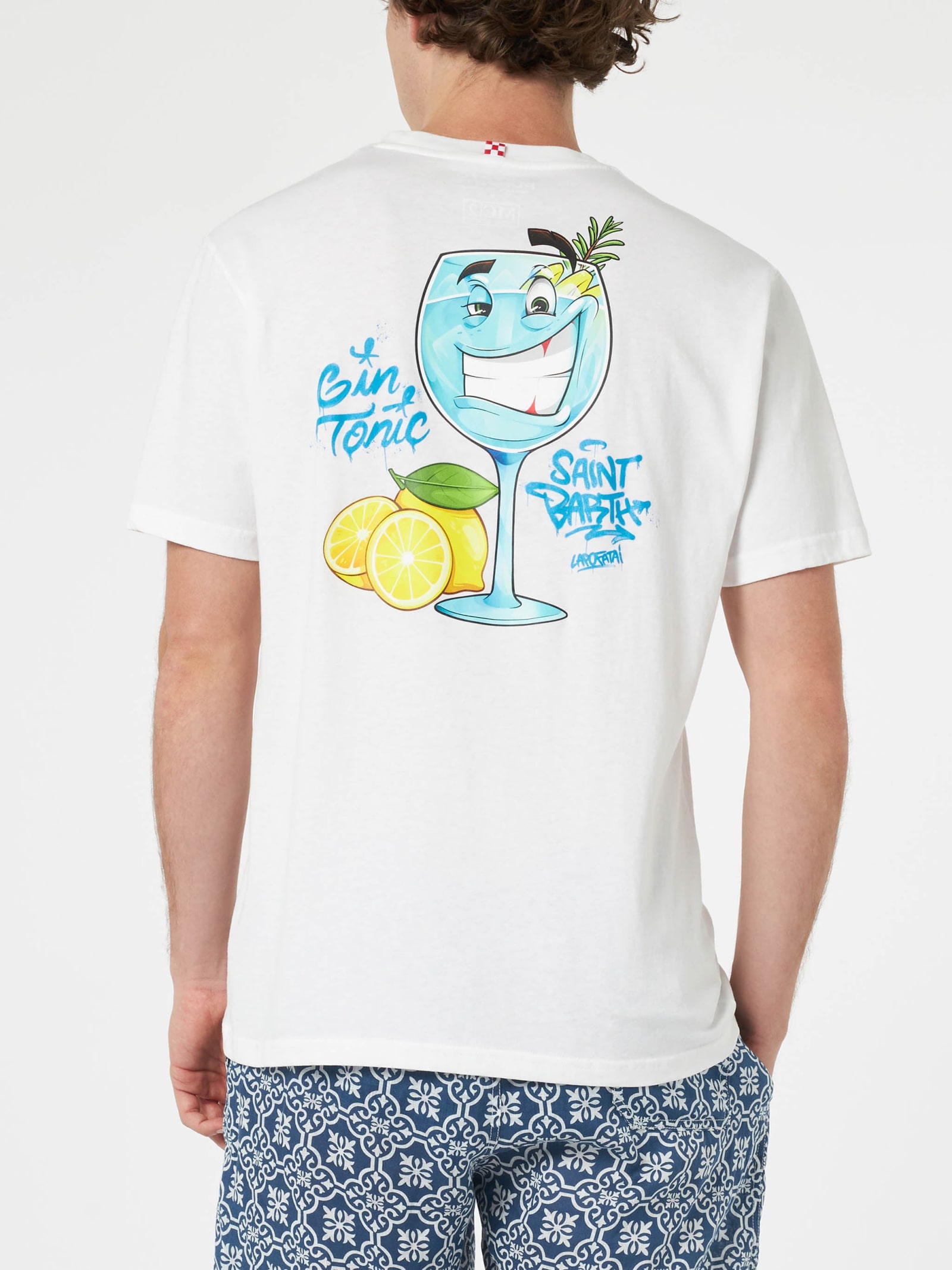 Mc2 Saint Barth Cotton Classic T-shirt Cpt Gin Tonic T-shirt In White