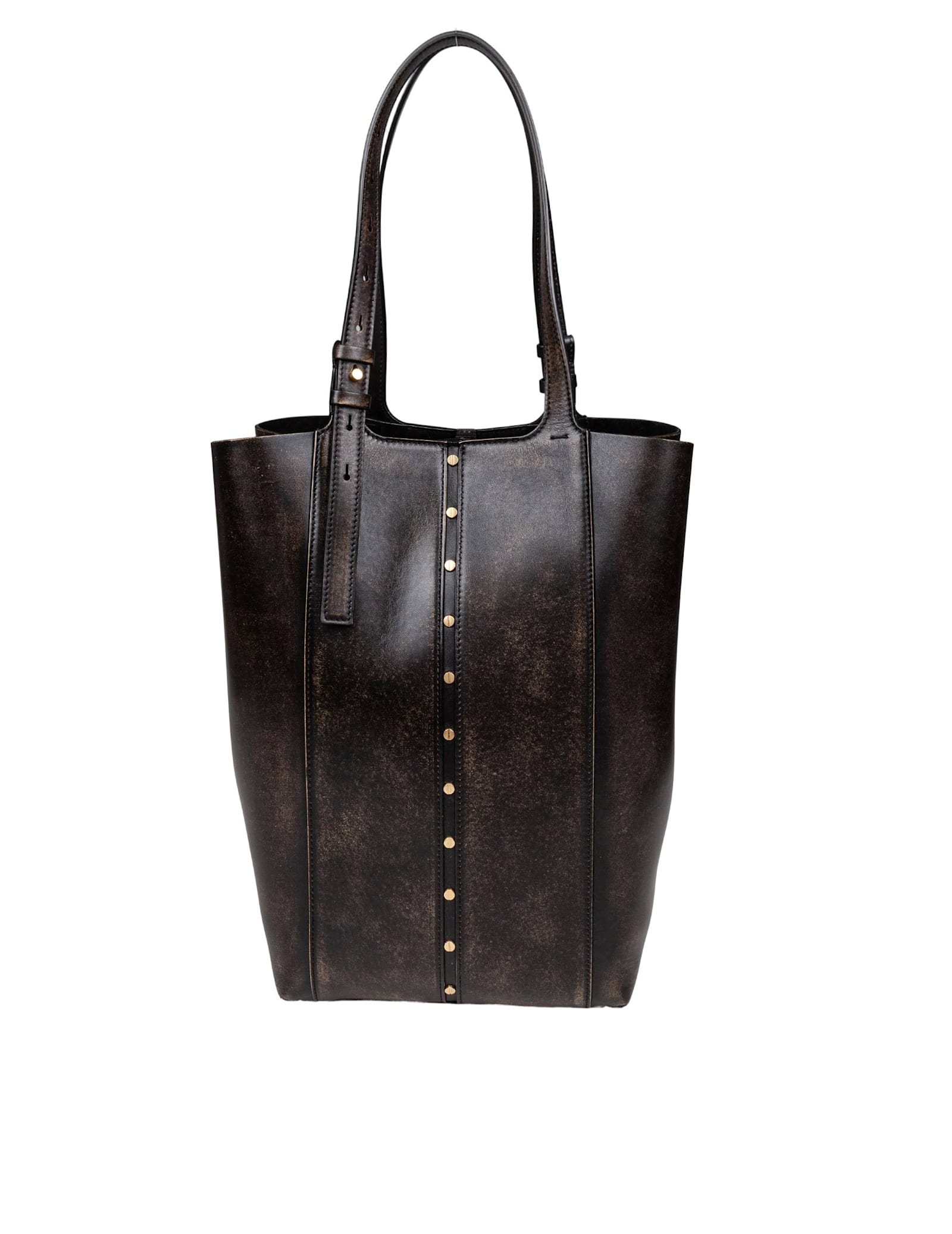 Golden Goose Structured Shoulder Bag In Smooth Calfskin Leather In Black