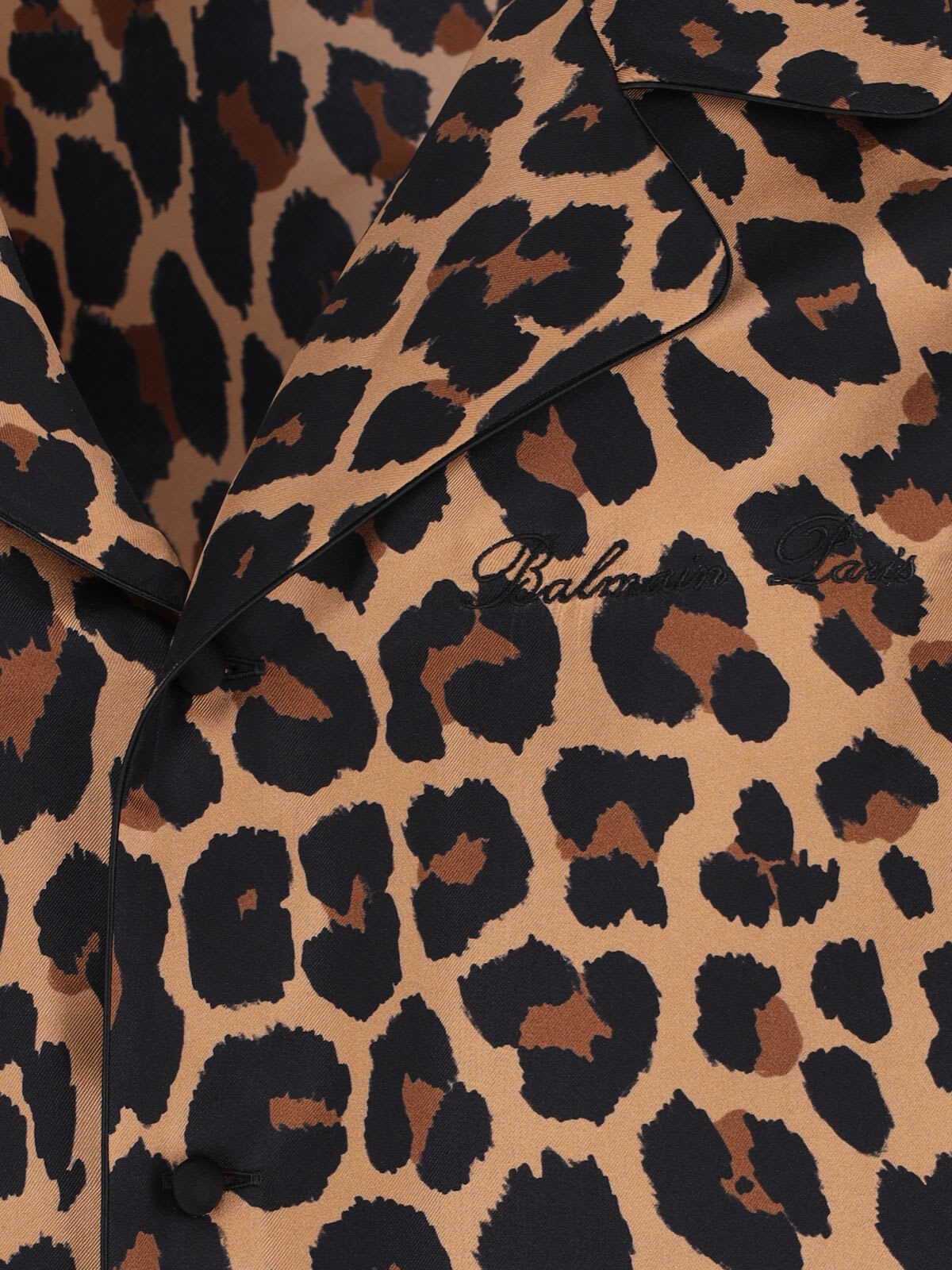 Balmain Animal Print Chest Pocket Shirt In Brown