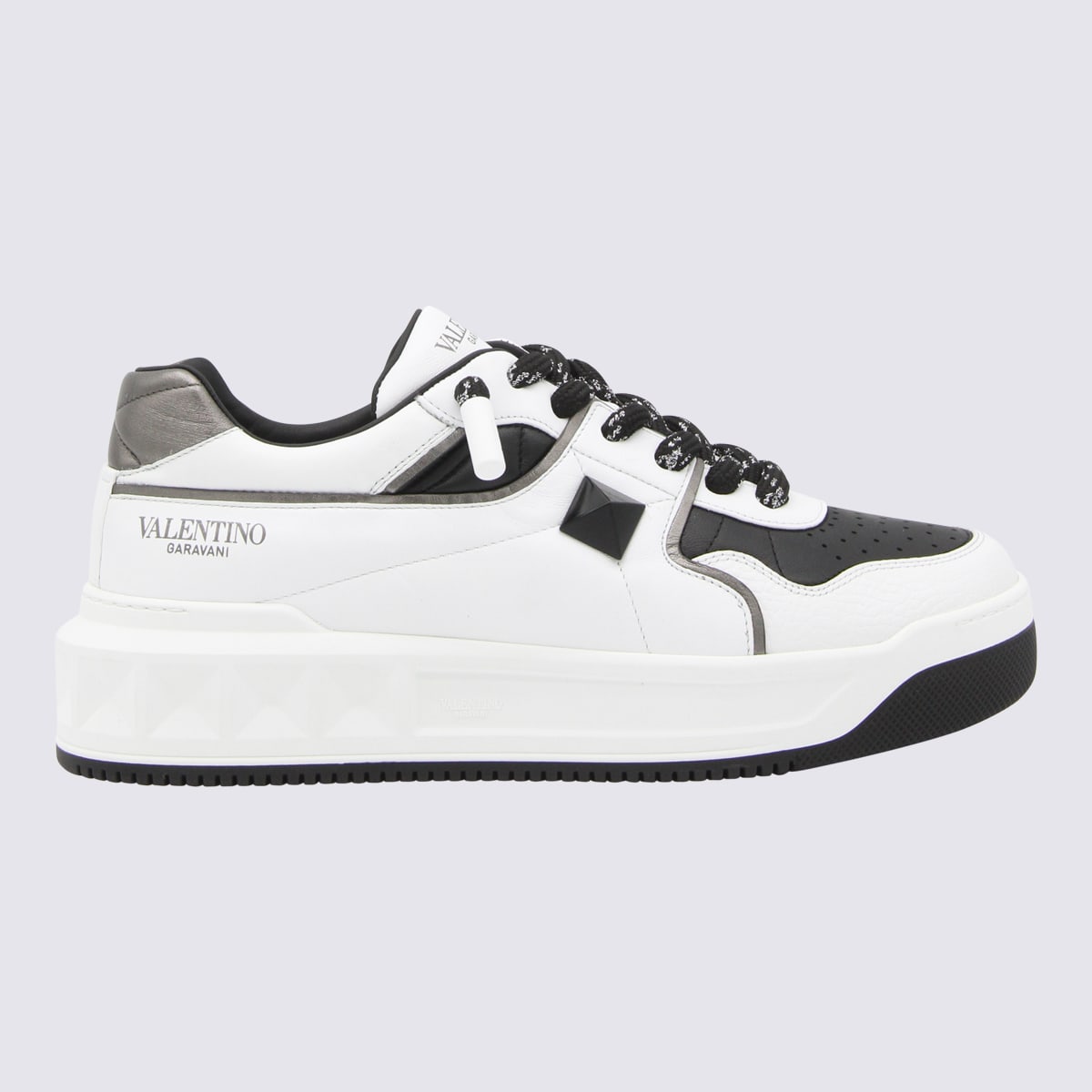 Valentino Garavani White And Black Leather Sneakers
