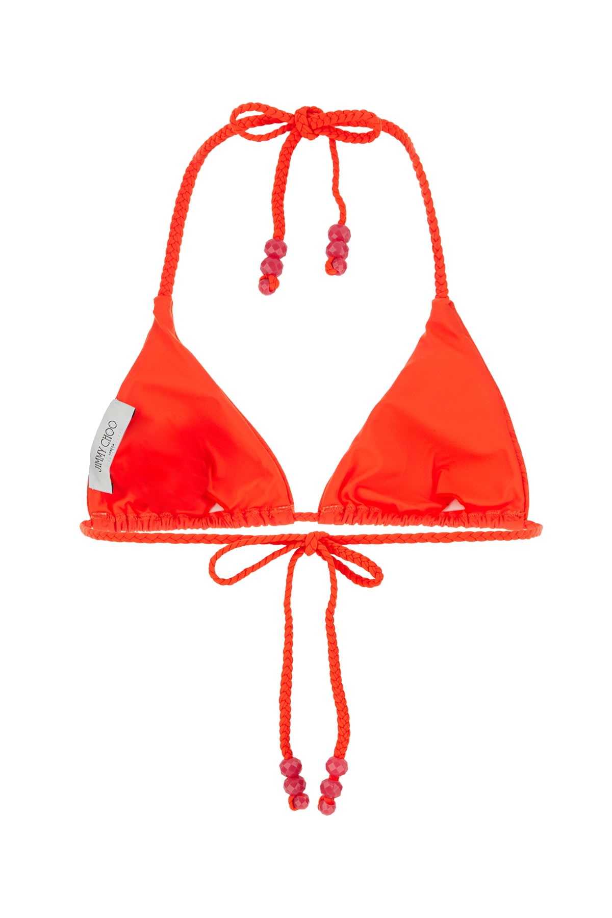 Jimmy Choo Ariah Logo-print Recycled-nylon Bikini Top In Red