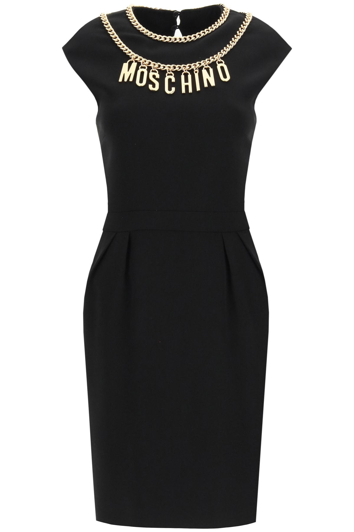 Moschino Short Dress With Logo Lettering And Charm