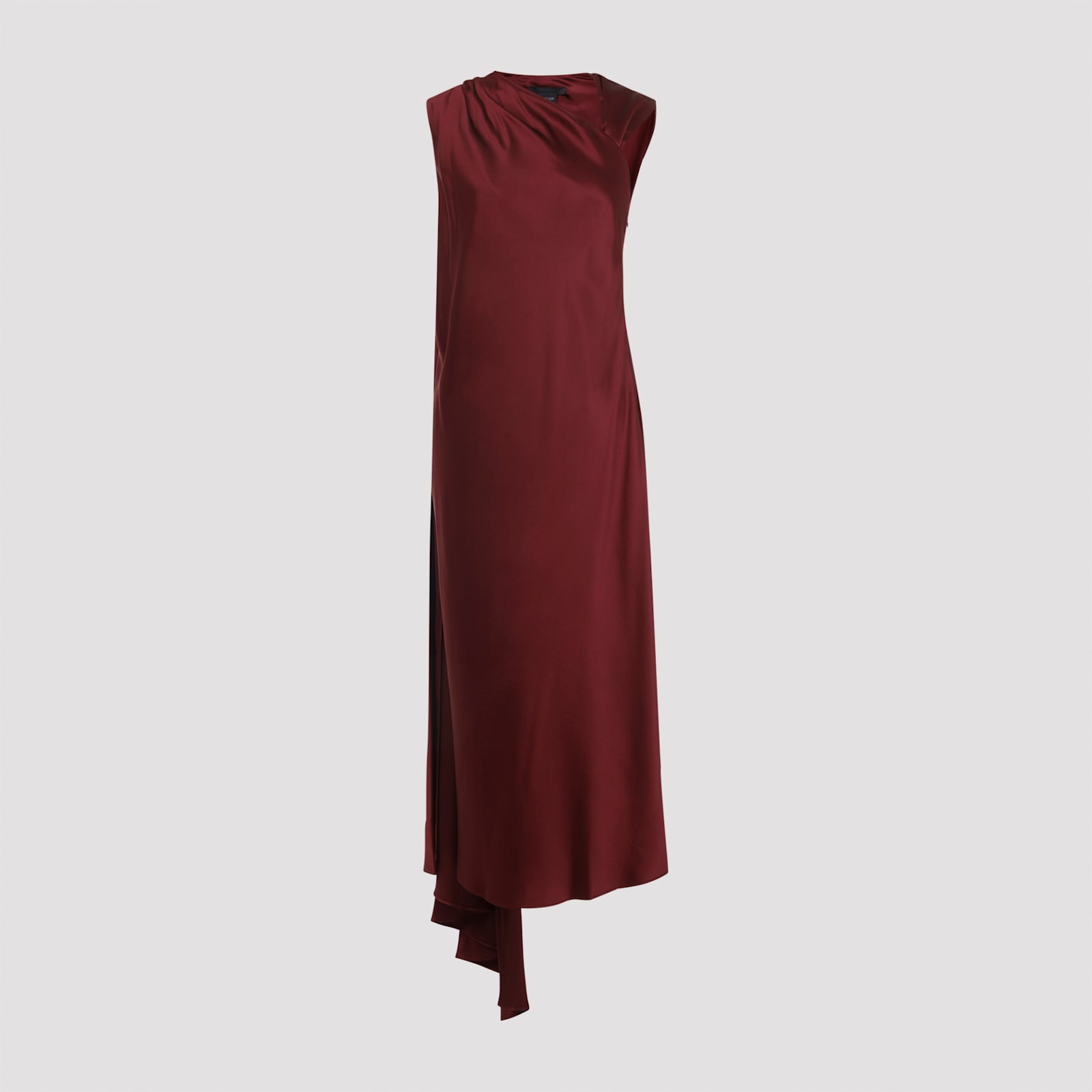Max Mara Silk Midi Dress With Asymmetric Draped Detail In Red