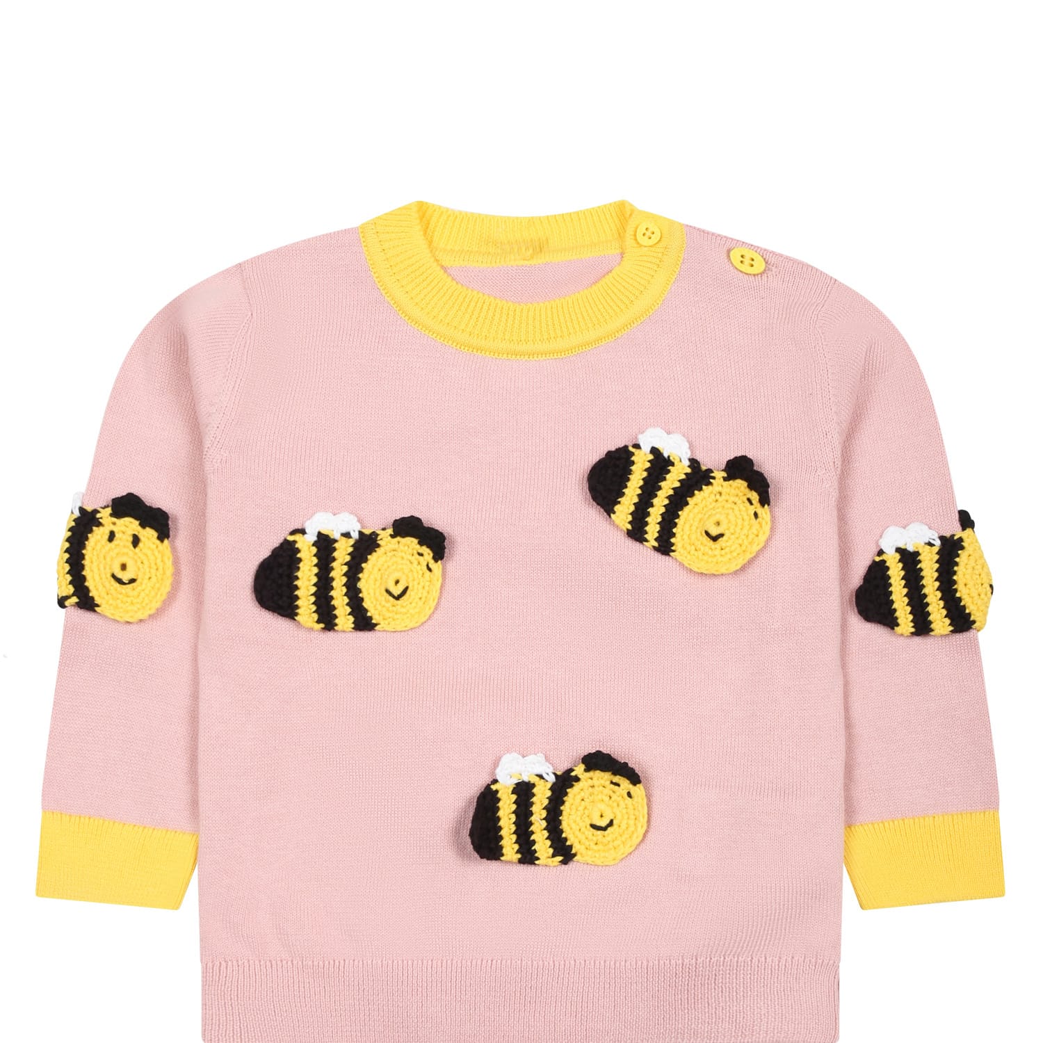 Shop Stella Mccartney Pink Sweater For Baby Girl With Bees