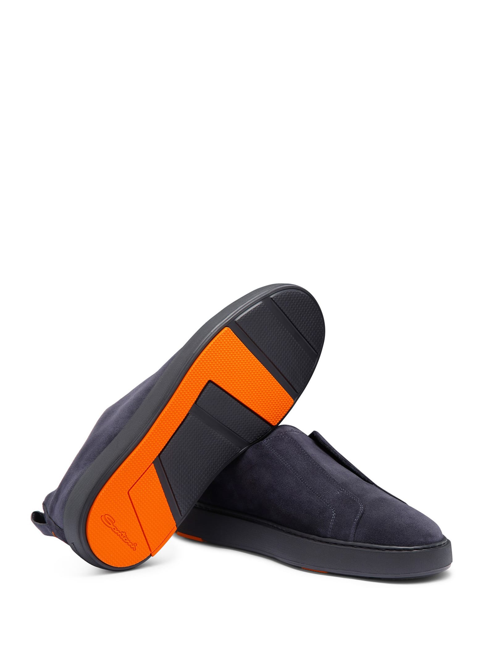 Shop Santoni Suede Slip-on Sneaker In Blu