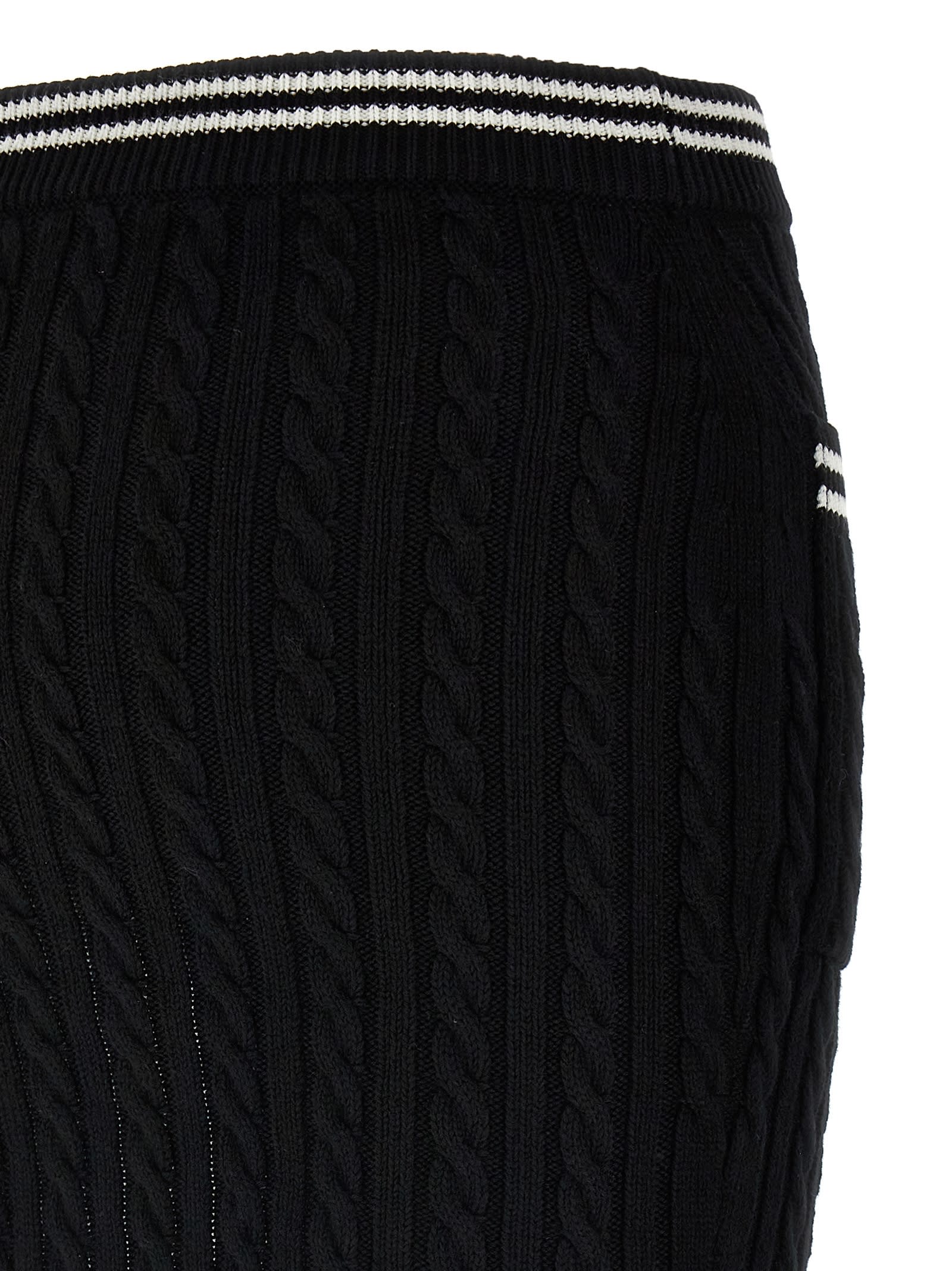 Alessandra Rich Womens Black Cable-knit Slim-fit Cotton Mini Skirt In Black