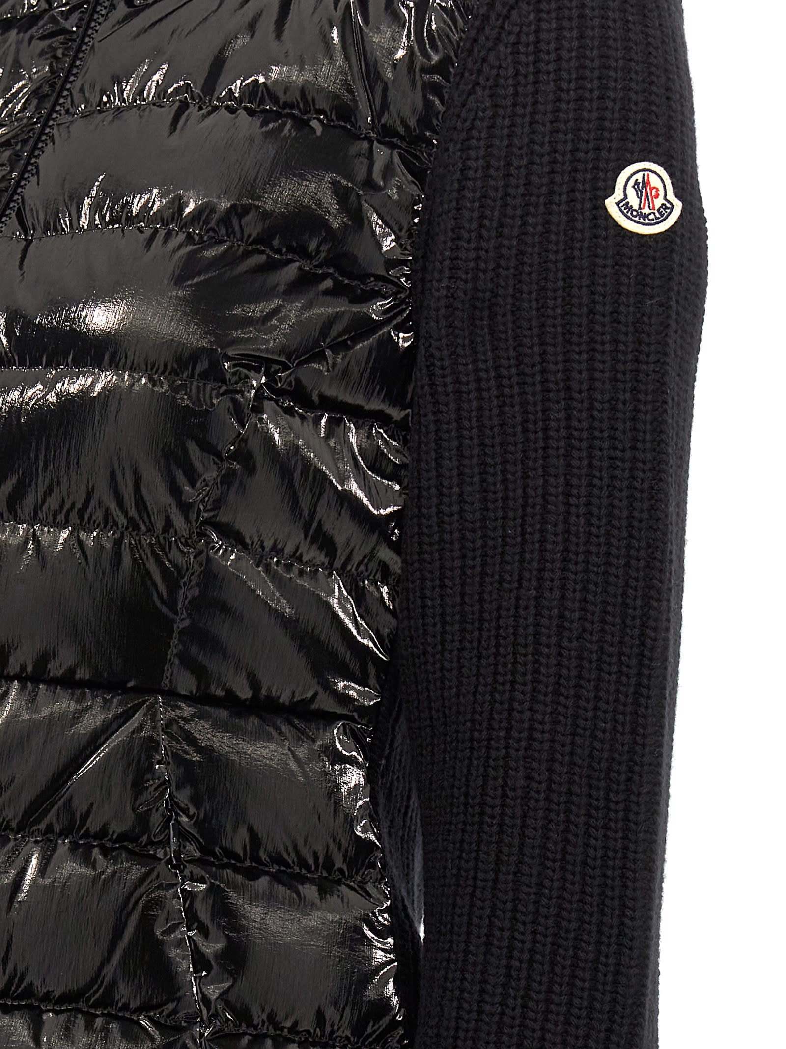 Shop Moncler Two-material Cardigan In Black