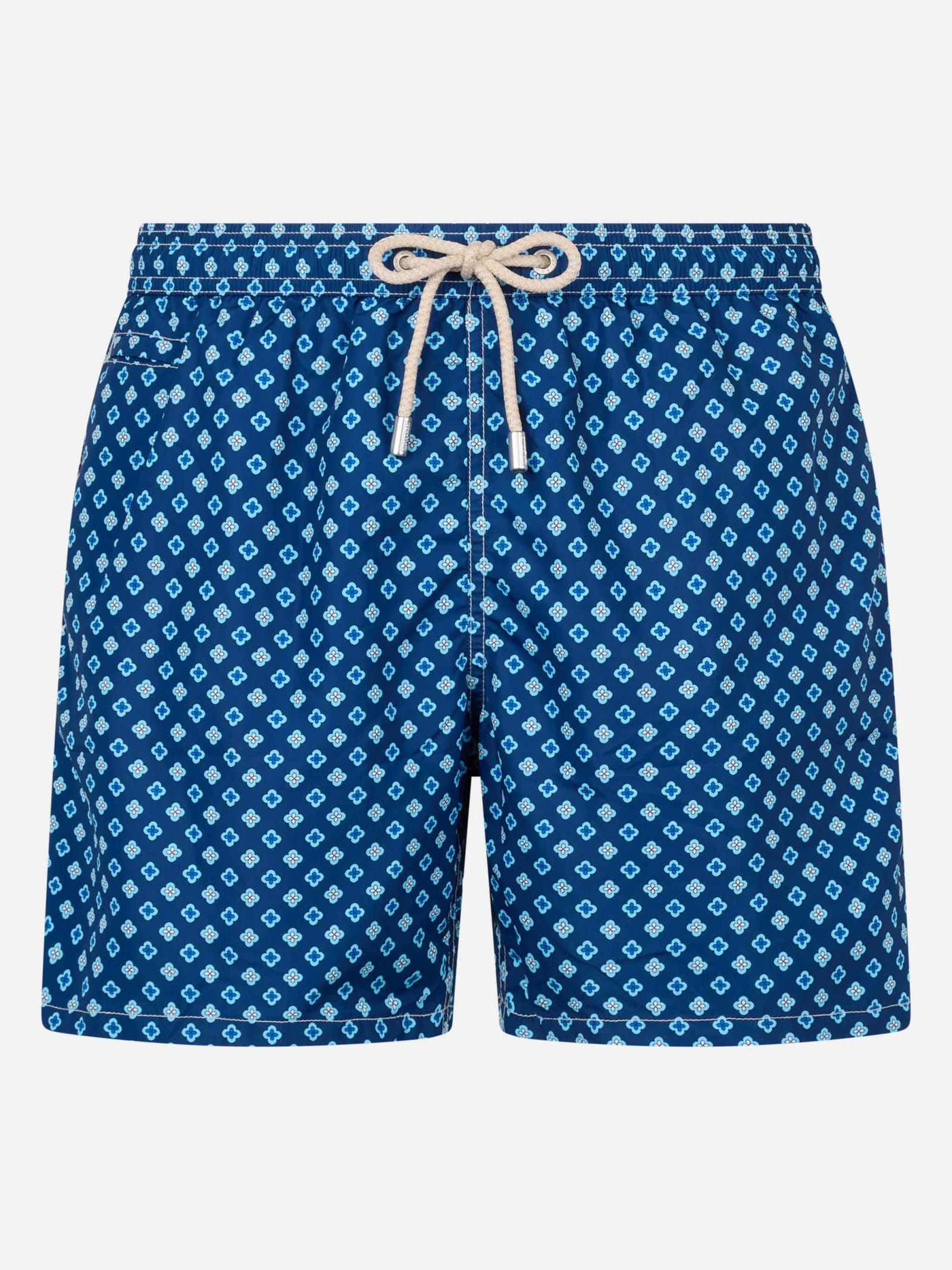 Mc2 Saint Barth Man Lightweight Fabric Swim-shorts Lighting Micro Fantasy With Tie Print In Blue