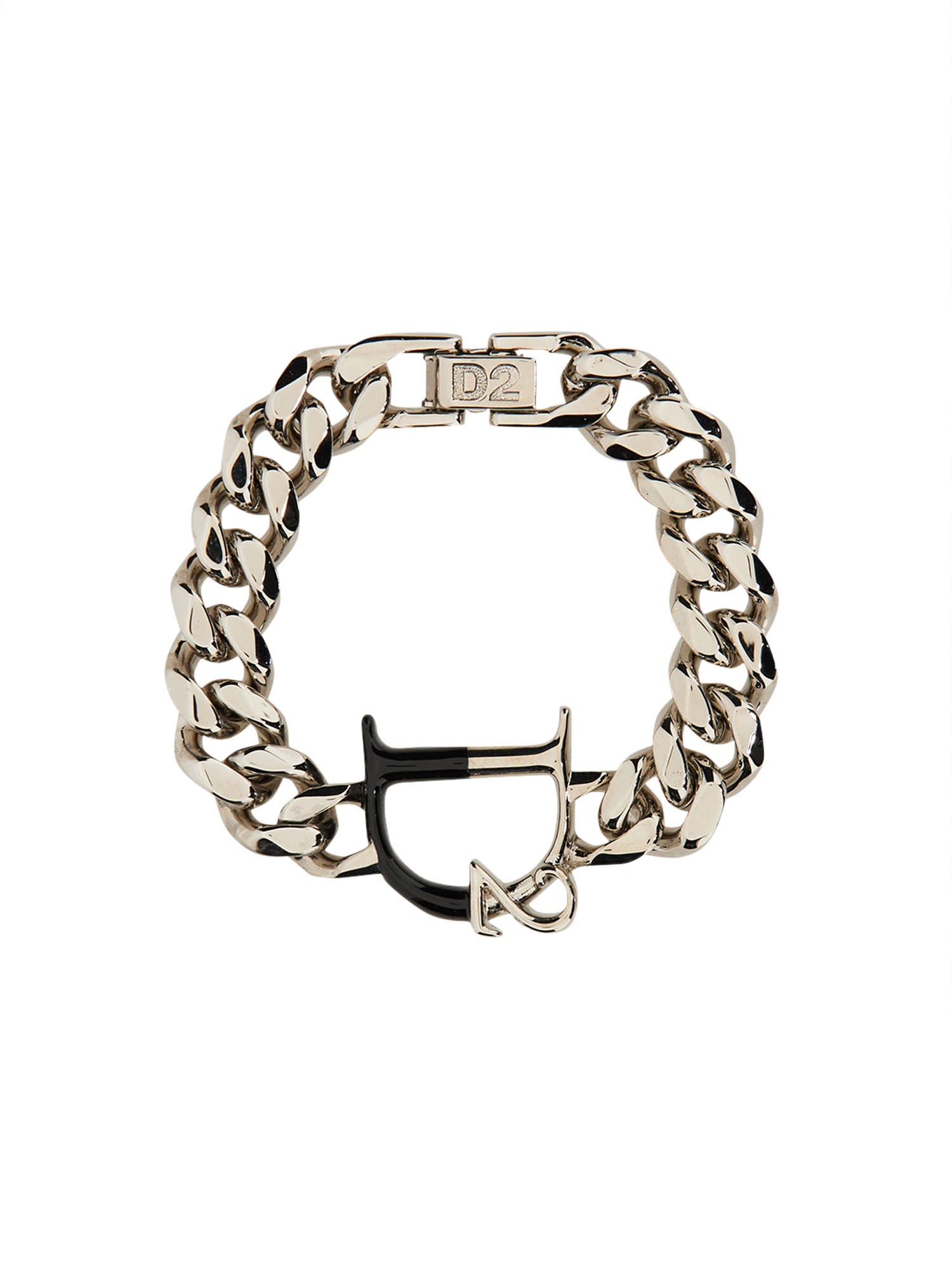 Shop Dsquared2 Logo Bracelet In Silver