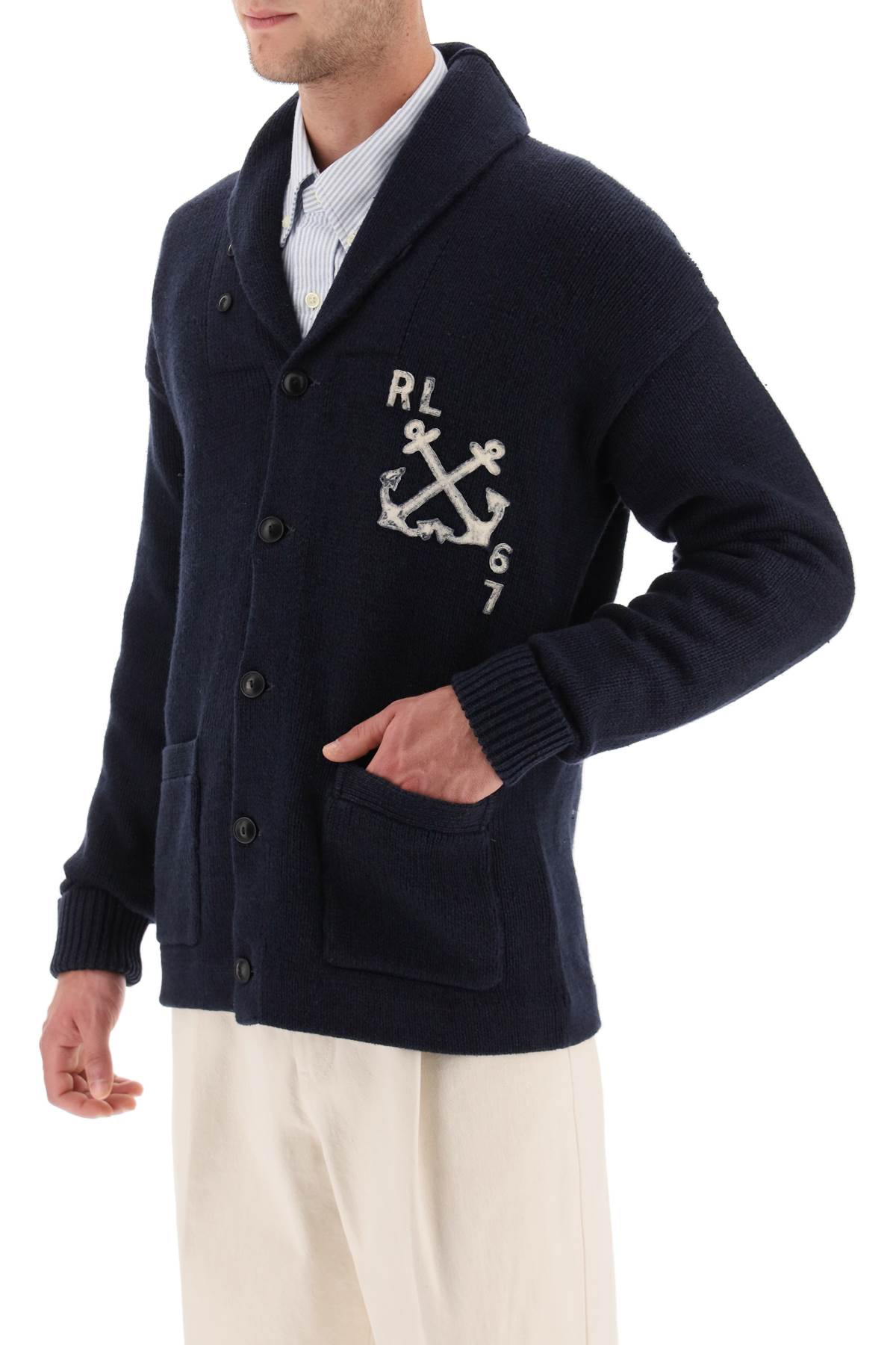 Shop Polo Ralph Lauren Cotton And Linen Cardigan In Navy (blue)