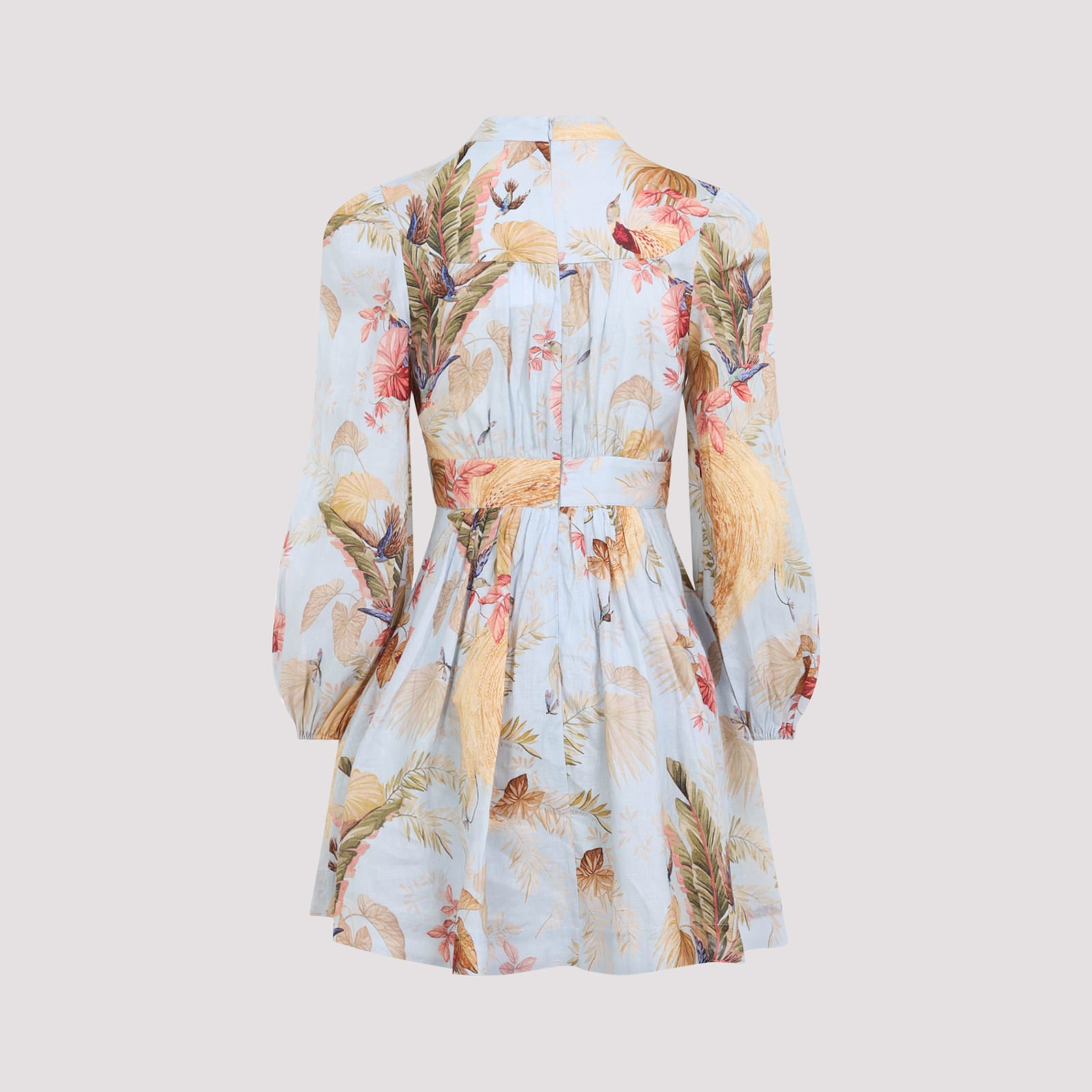 Zimmermann Ascension Plunge Printed Linen Dress In White