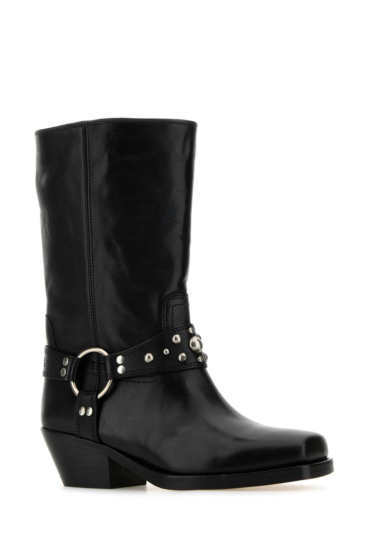 Shop Isabel Marant Black Leather Anya Ankle Boots