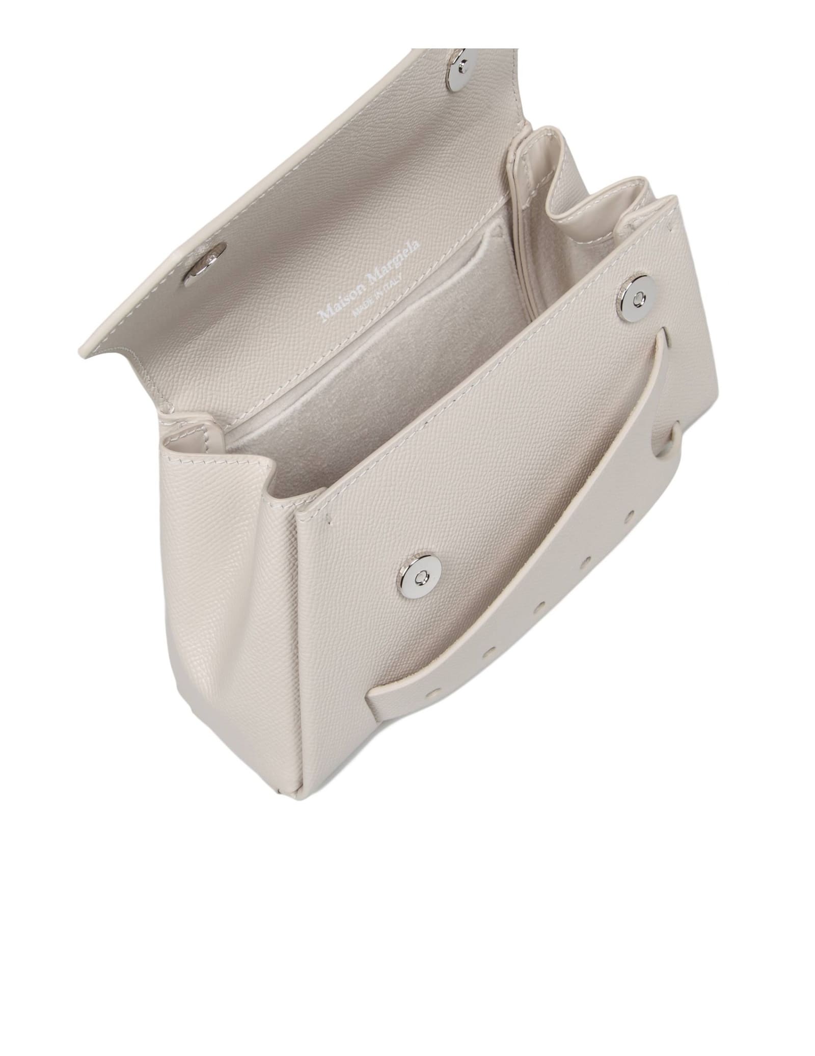 Shop Maison Margiela Asymmetric Handbag In Ivory Color Leather In White