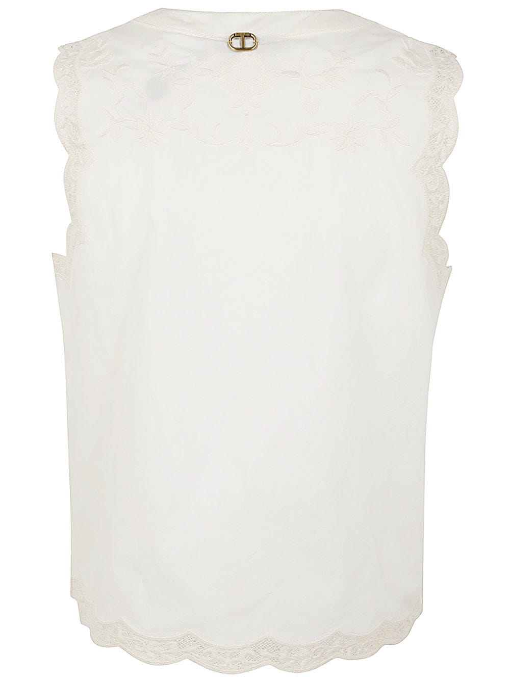 Shop Twinset Embroidered Sleeveless Shirt In Optic White