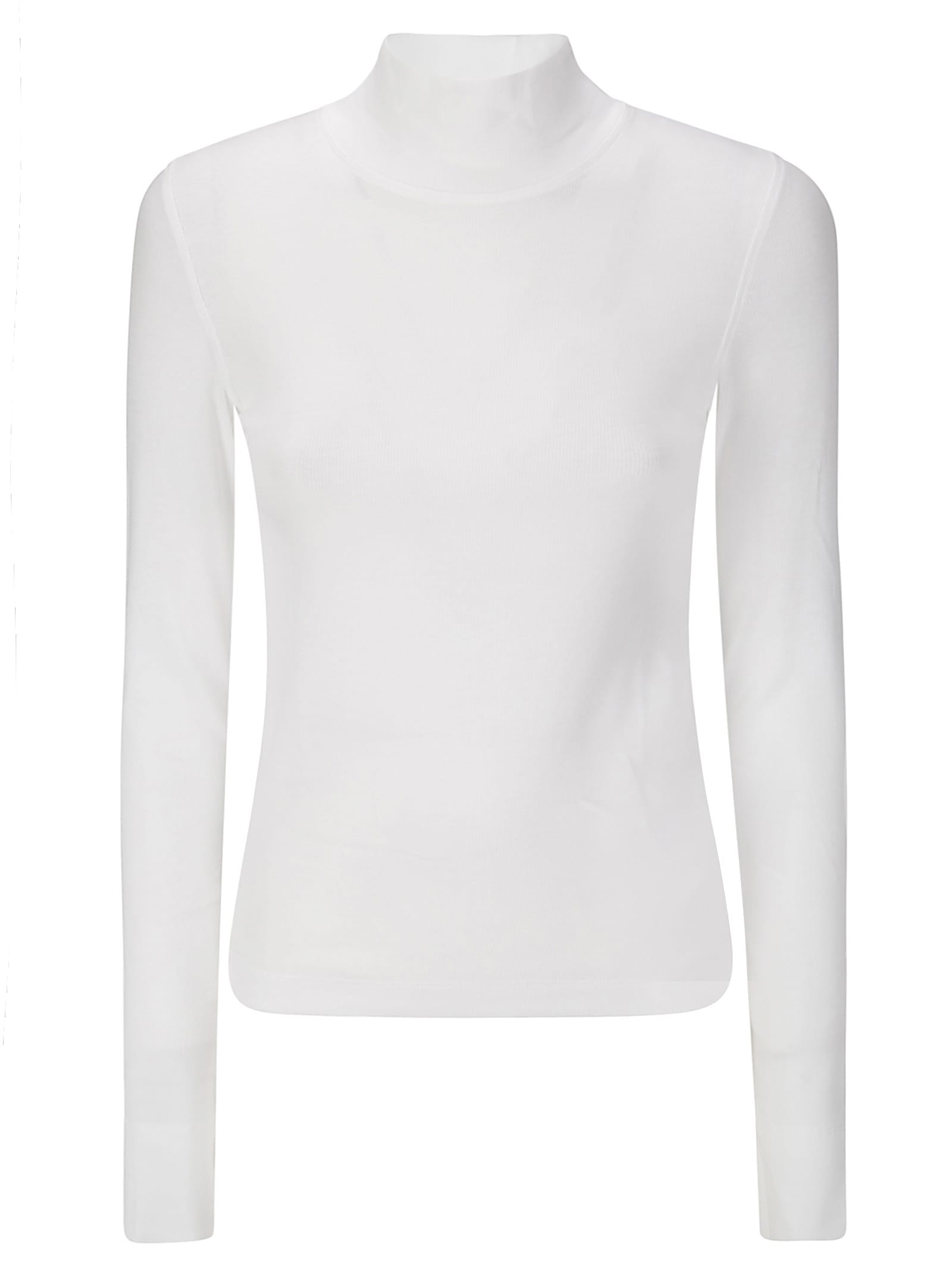 Shop Ganni Soft Cotton Rib Long Sleeve T-shirt In Bright White