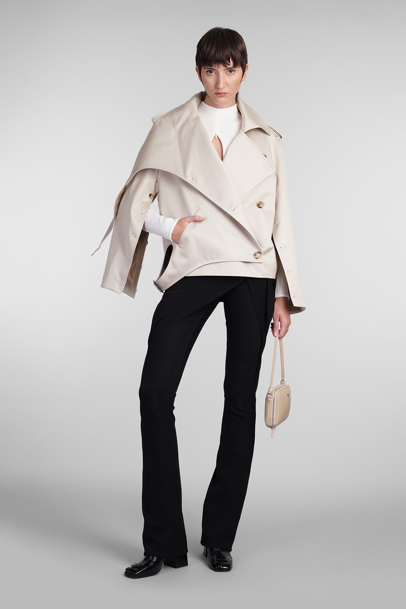 Shop Courrèges Casual Jacket In Beige Cotton