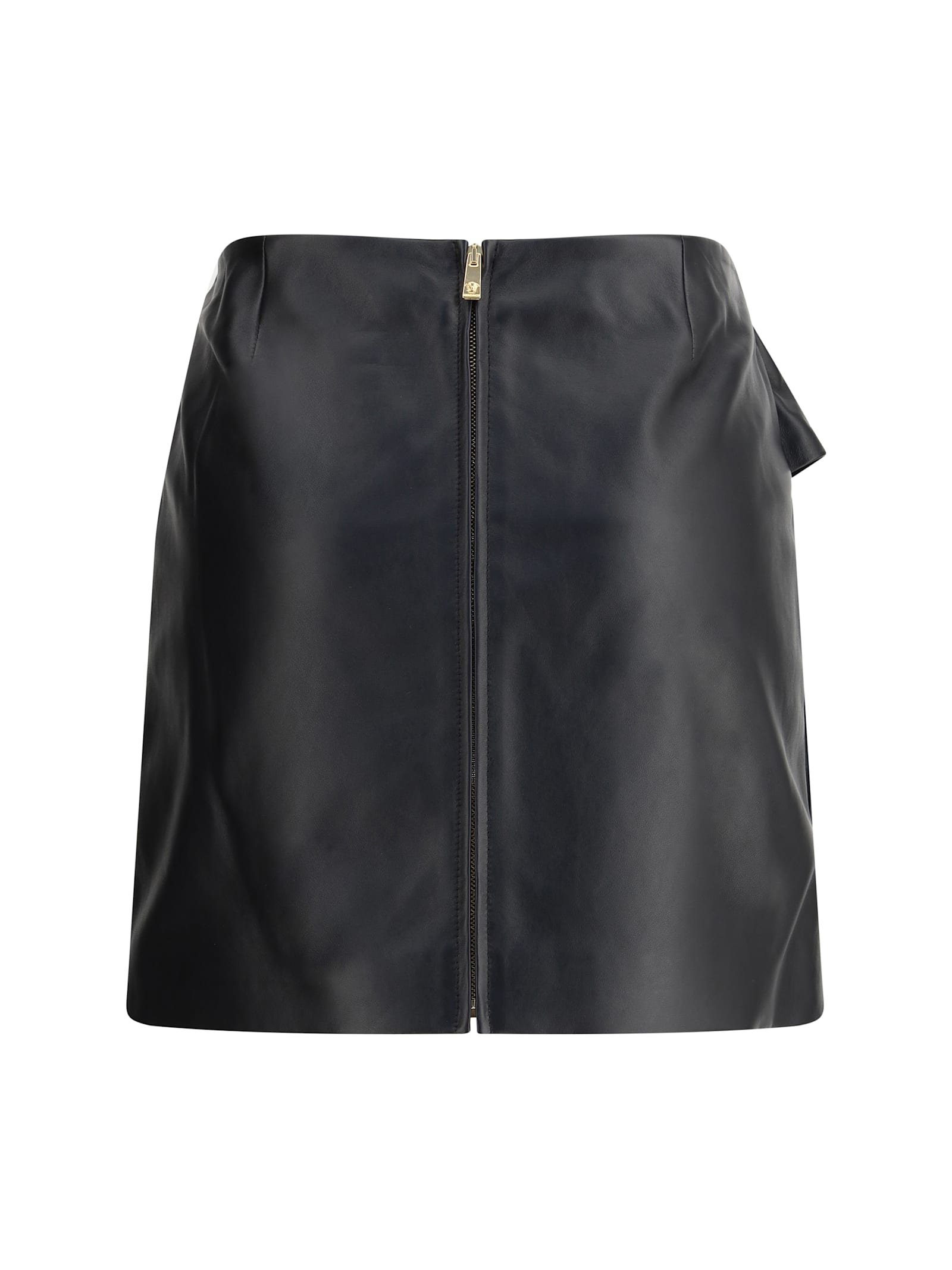 Versace Lambskin Miniskirt In Black