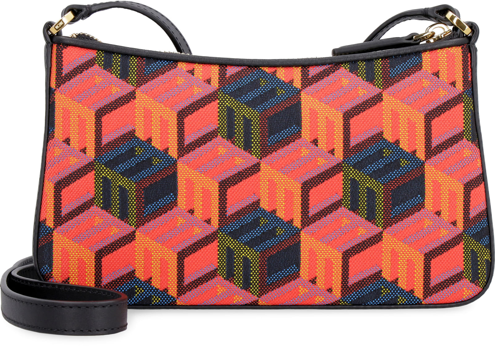 Shop Mcm Jacquard Motif Shoulder Bag In Multicolor