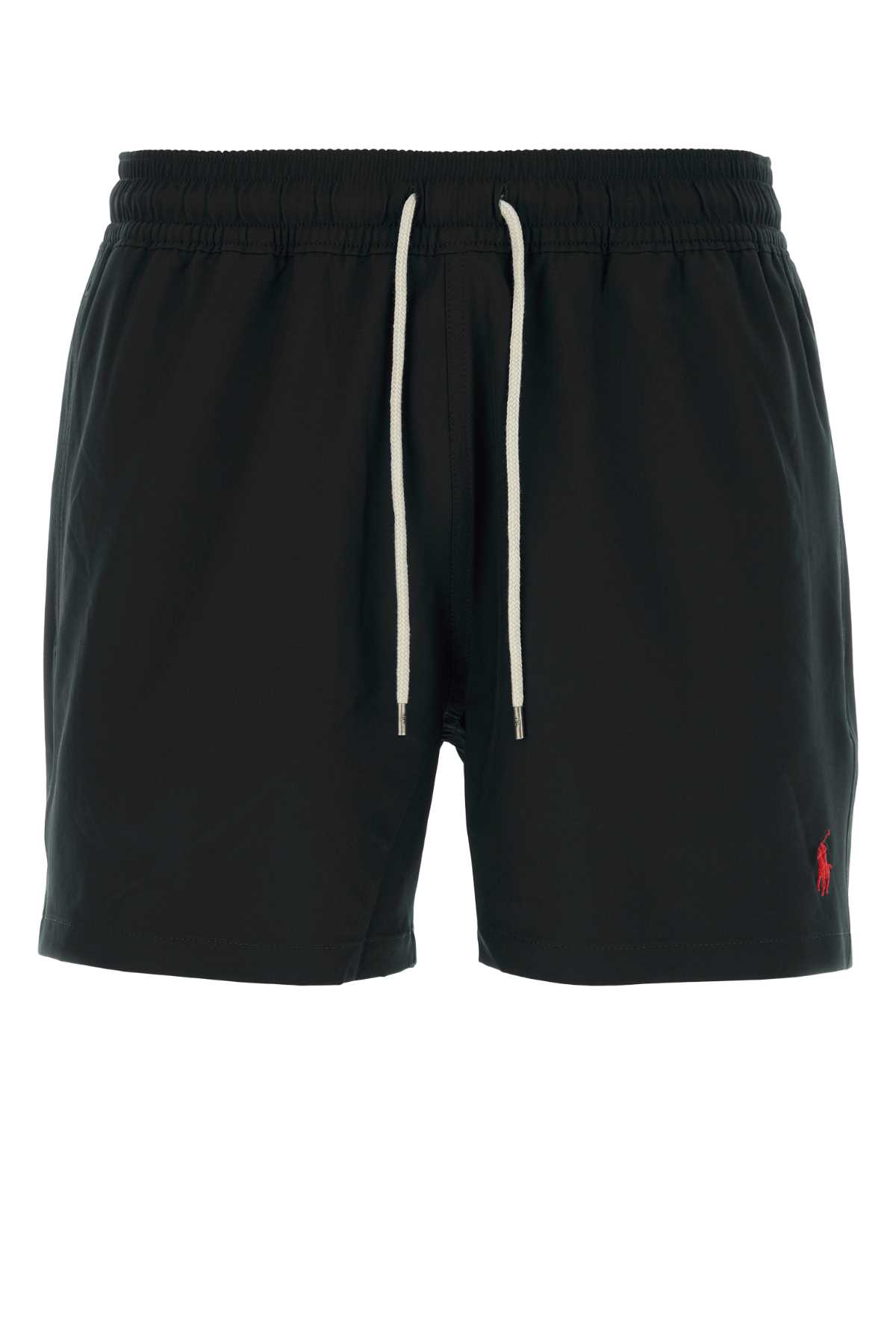 Black Stretch Polyester Swimming Shorts