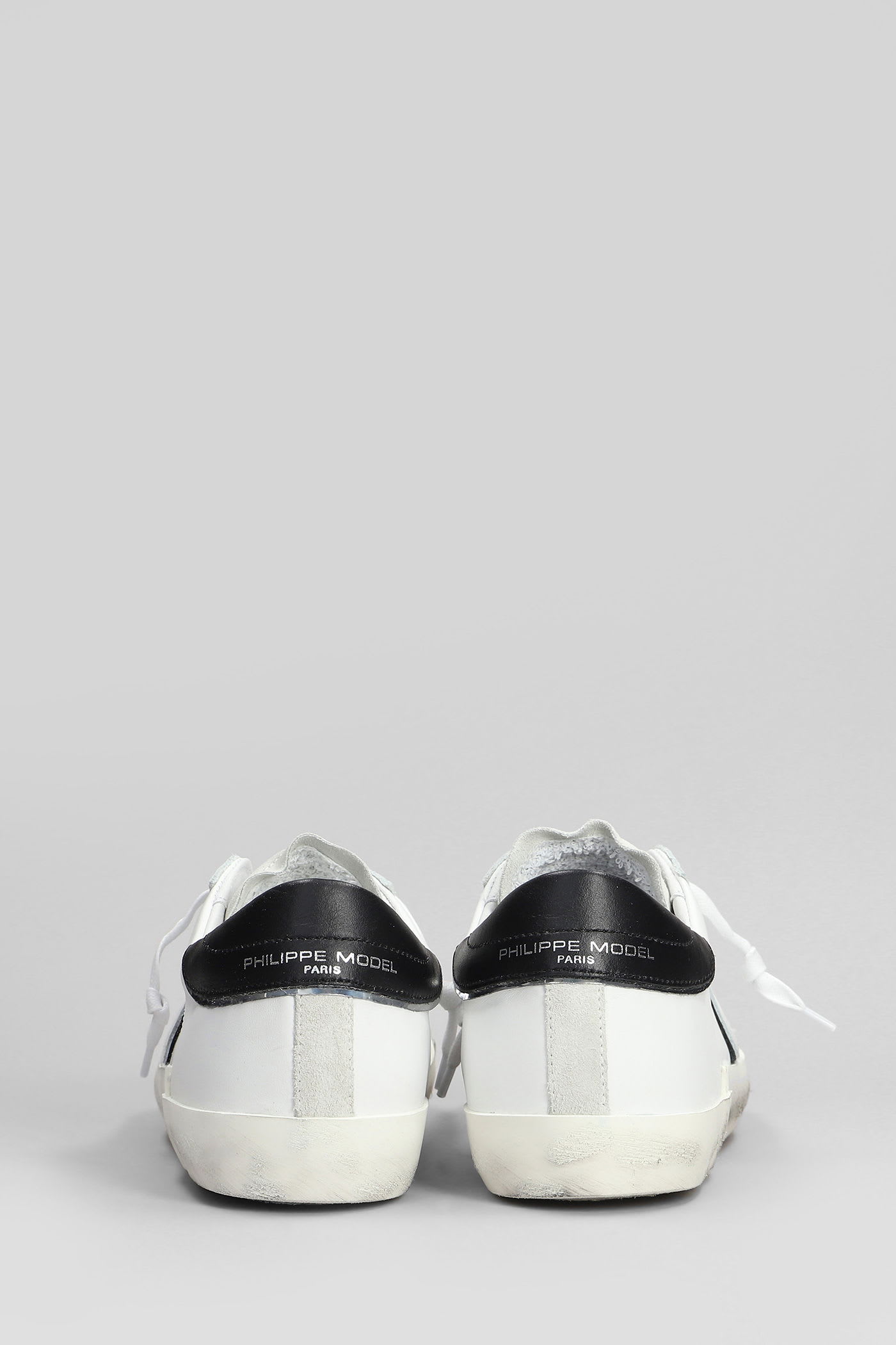 Philippe Model Prsx Low Sneakers In White Suede And Leather In White