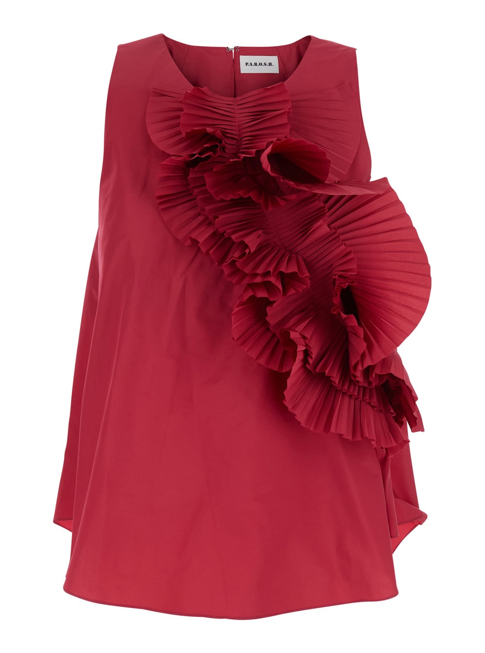 P.a.r.o.s.h Fuchsia Blouse With Ruffles On The Front In Tech Fabric Women In Fuxia