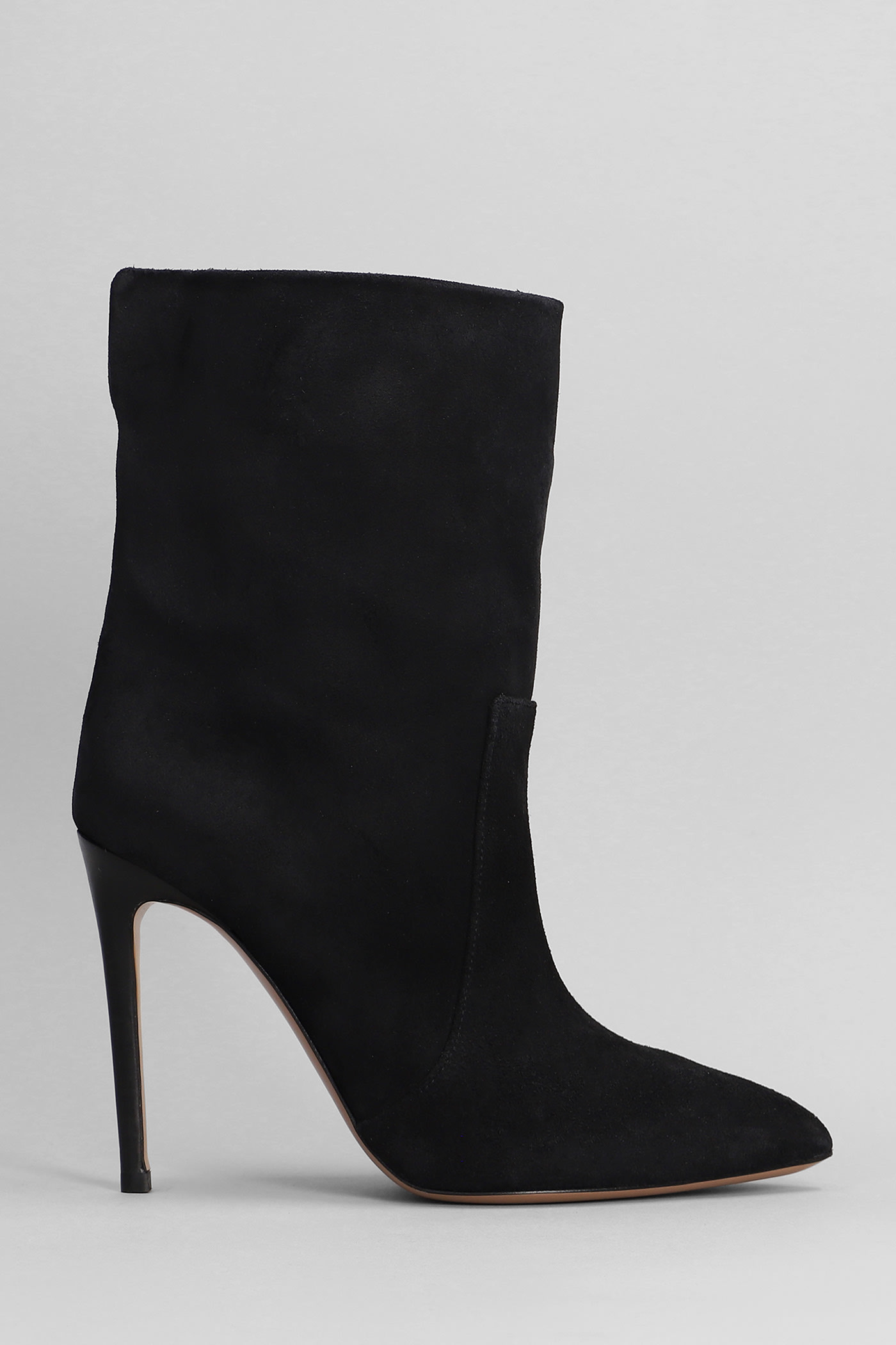 PARIS TEXAS HIGH HEELS ANKLE BOOTS IN BLACK SUEDE
