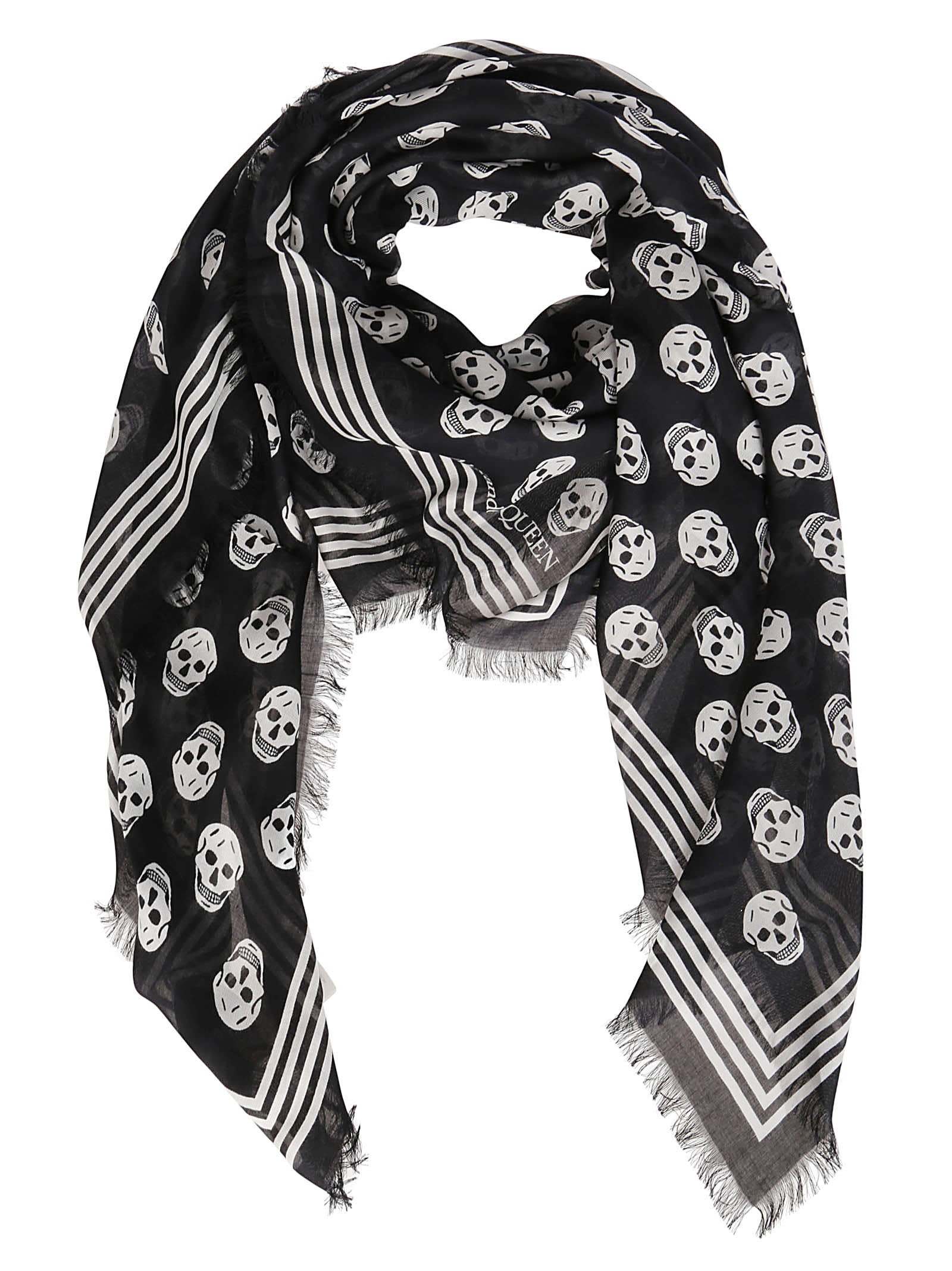 alexander mcqueen scarf black and white