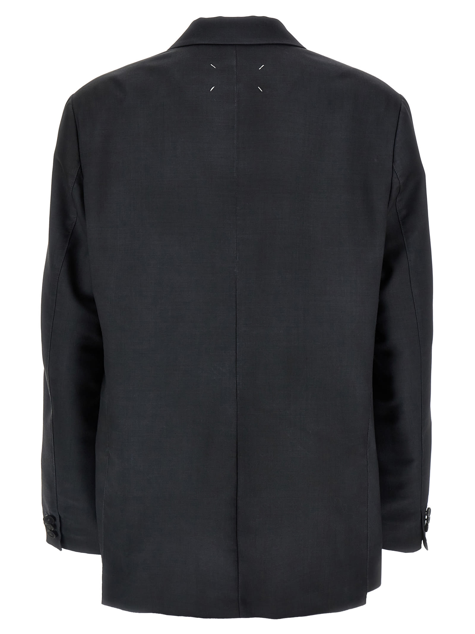 Shop Maison Margiela Single-breasted Mohair Blazer In Grey