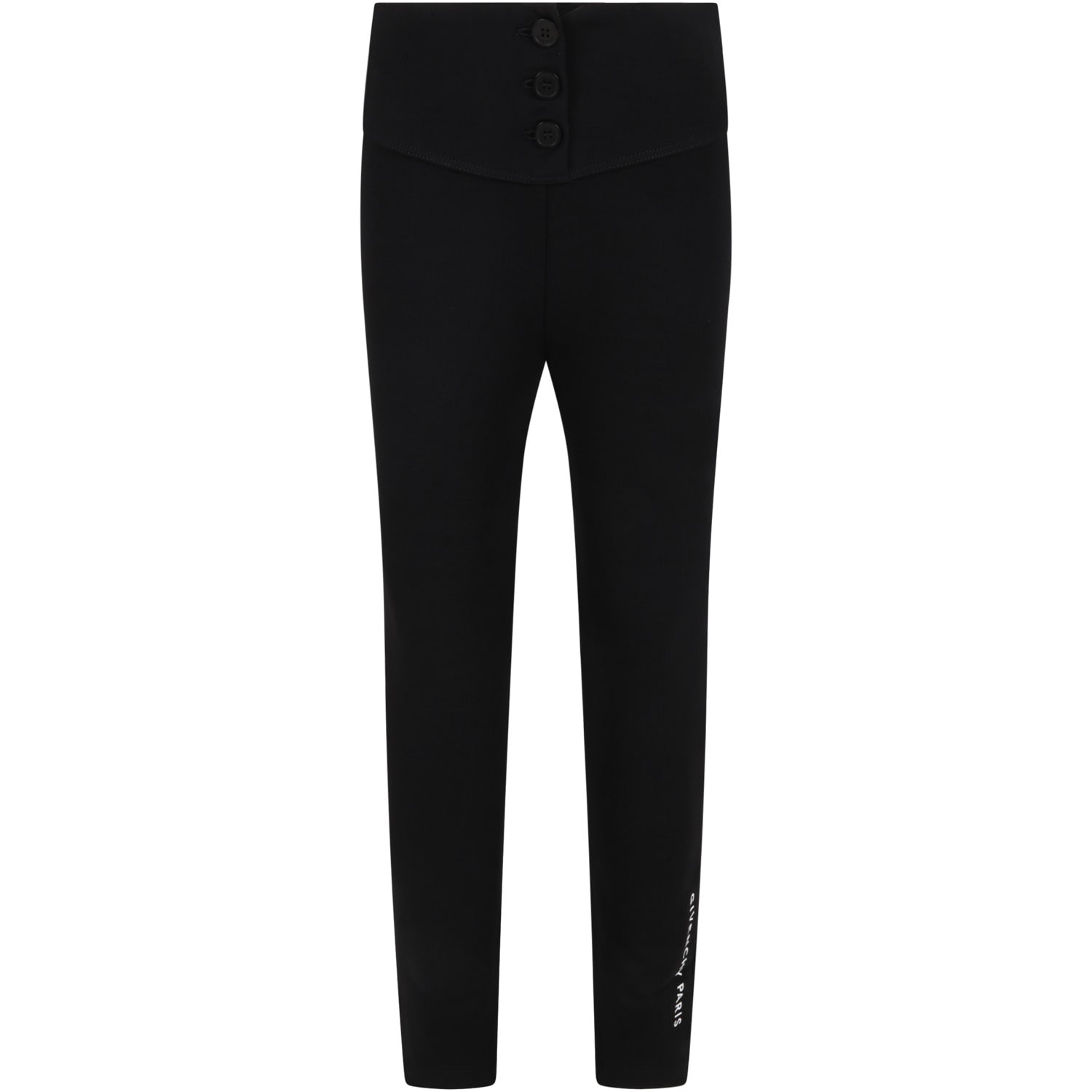 Givenchy Black Leggings For Girl With Logo
