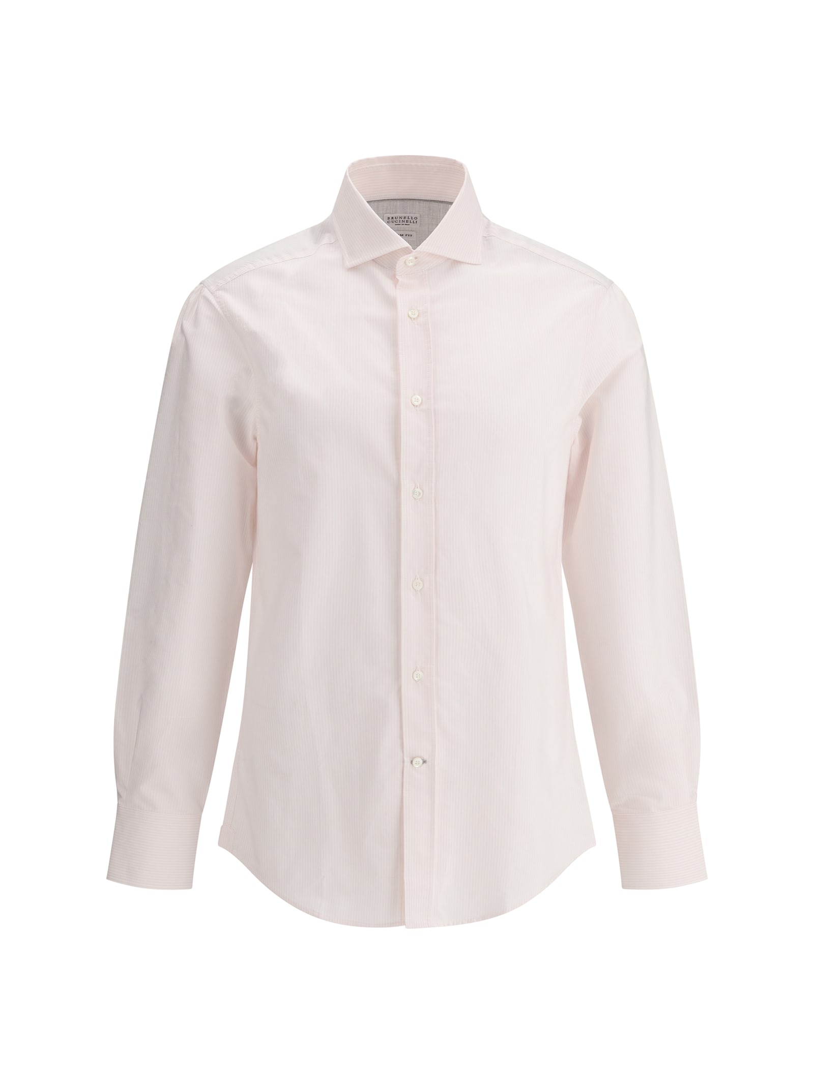 Brunello Cucinelli Men Striped Shirt In Grigio Chiaro
