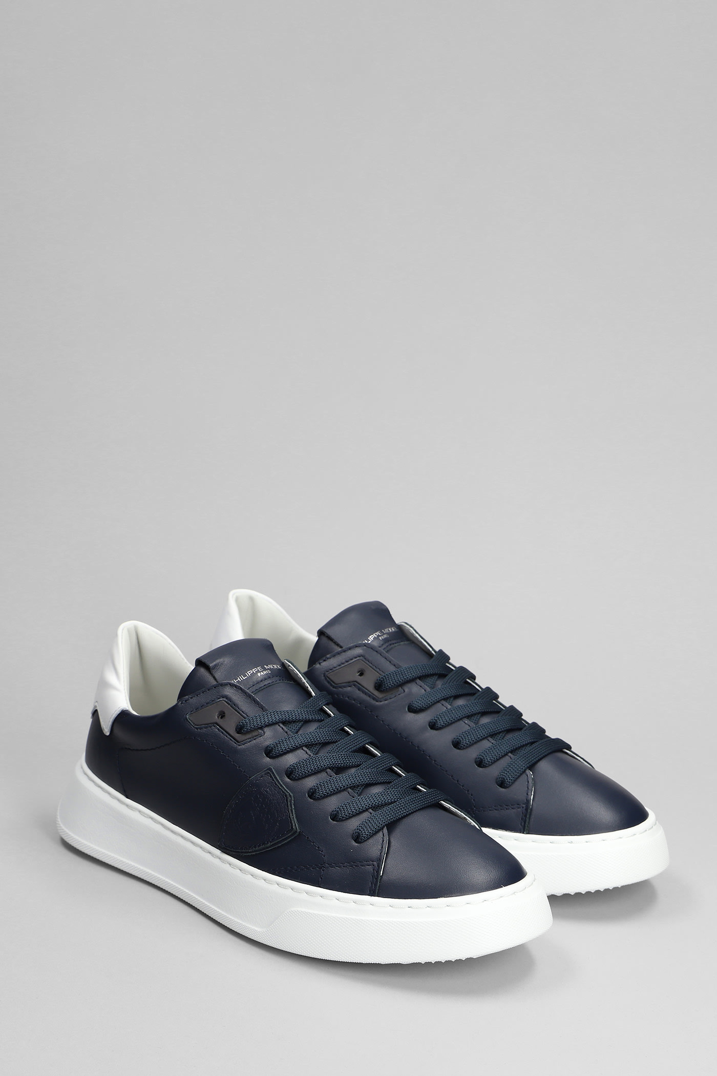 Shop Philippe Model Temple Low Sneakers In Blue Leather