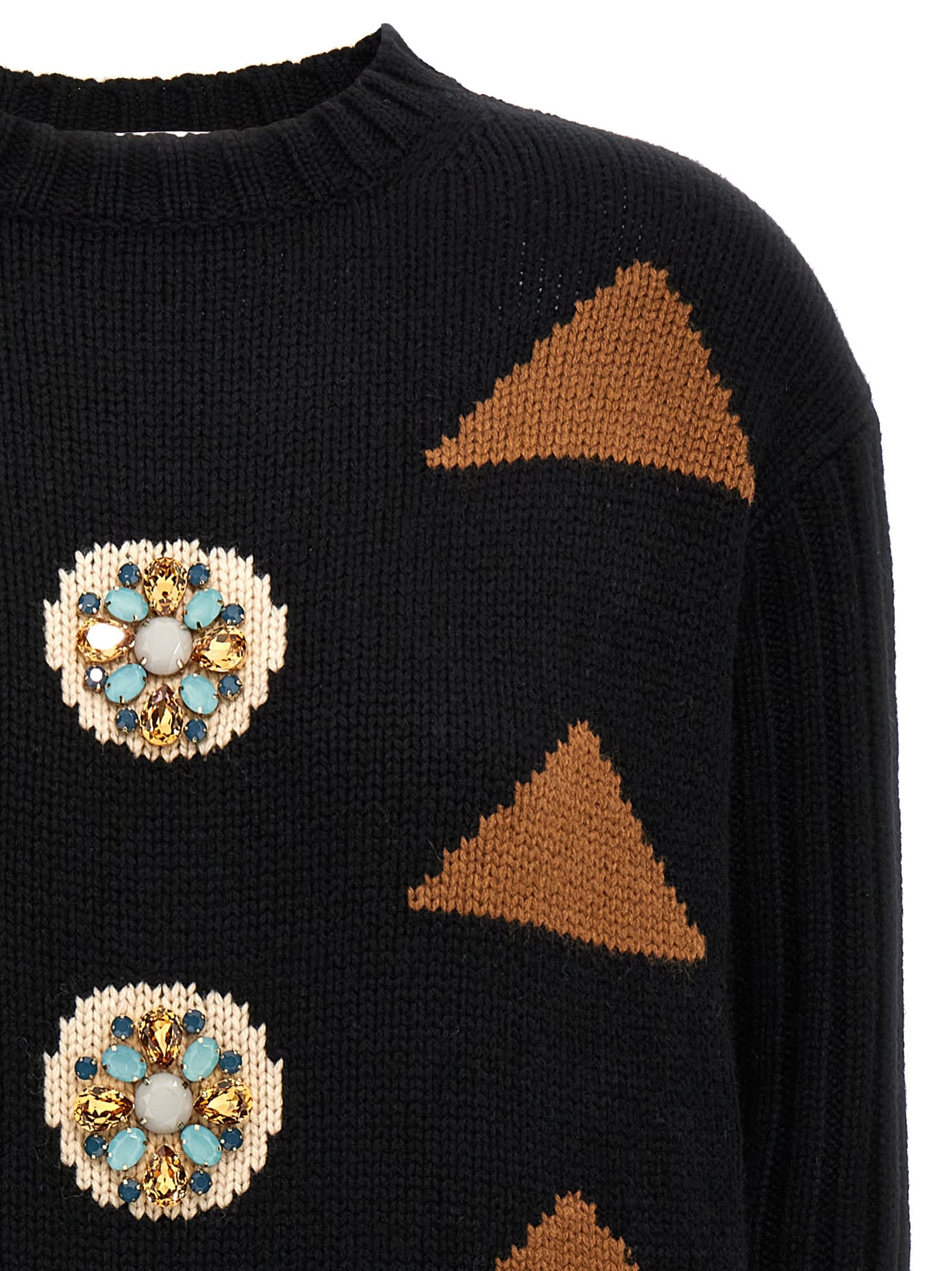 Max Mara Intarsia Wool And Cashmere Dress In Black
