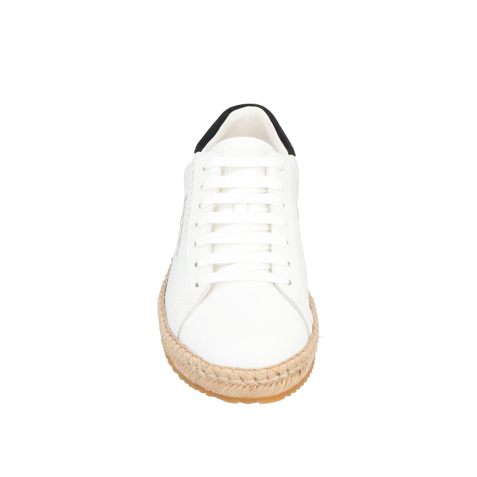 Palm Angels Leather Sneakers With Woven Espadrille-style Sole In White
