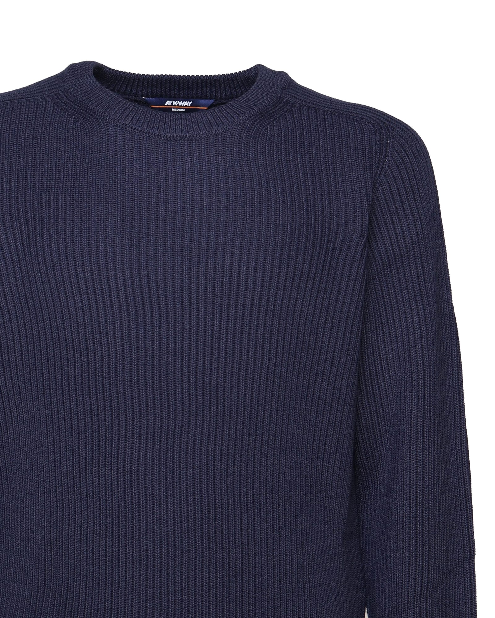 K-way Sweater In Wool Blend Ribbed In Blue Depth