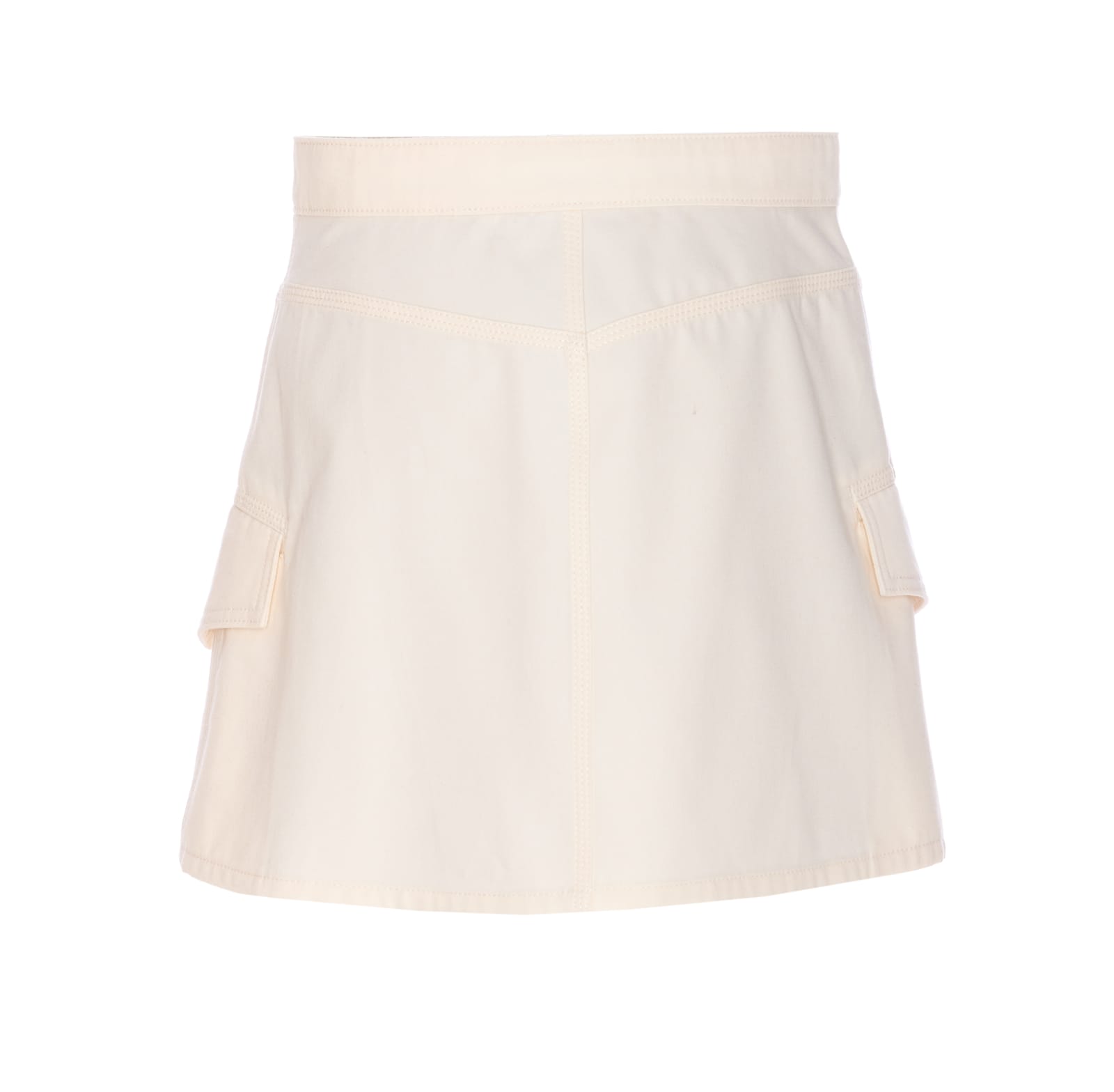 Burberry Buttoned High Waist Mini Skirt In White