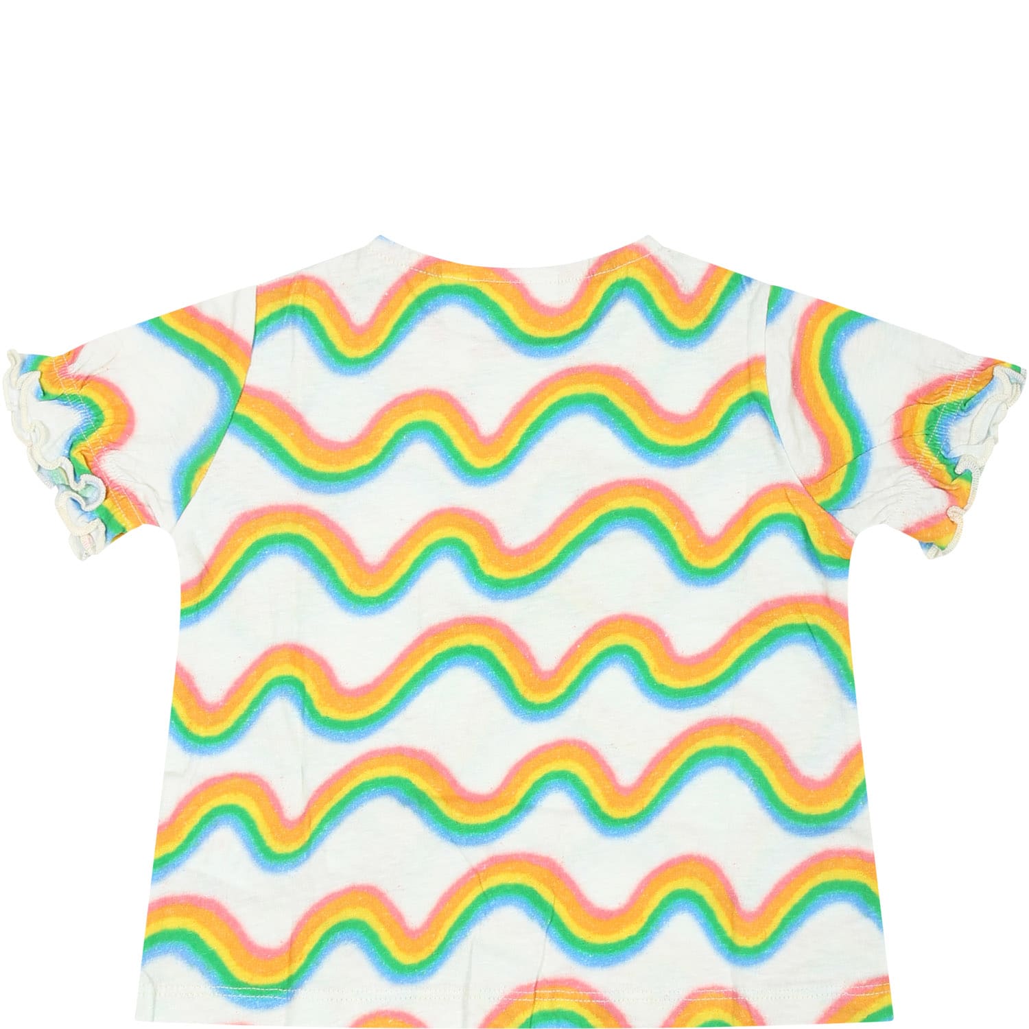 Shop Molo White T-shirt For Baby Girl With Rainbow Print In Multicolor