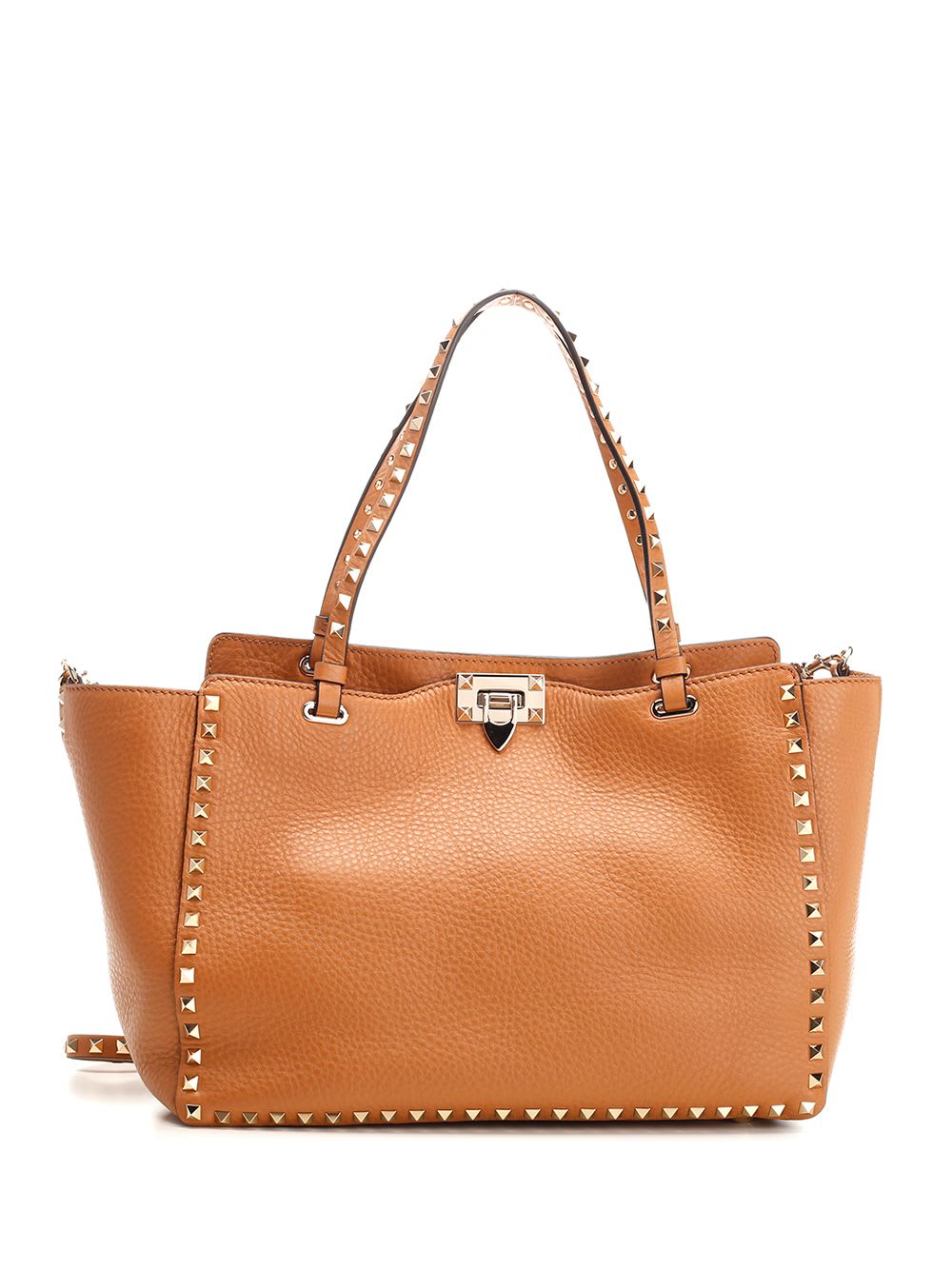 Shop Valentino Rockstud Medium Shopping Bag In Beige