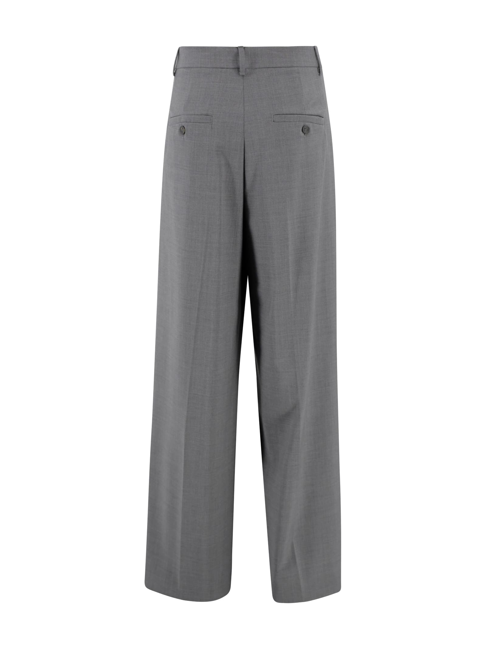 Weekend Max Mara Wide Leg Tailored Trousers With Belt Loops In Gray