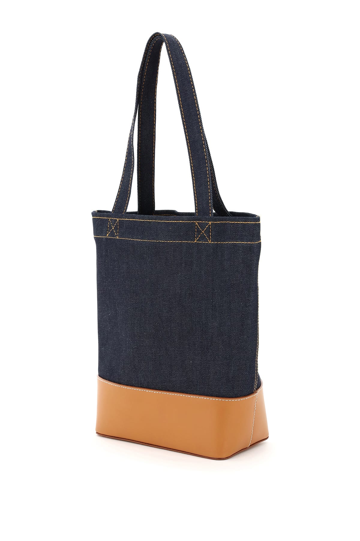 Shop Apc Axel Small Denim Tote Bag In Caramel (blue)