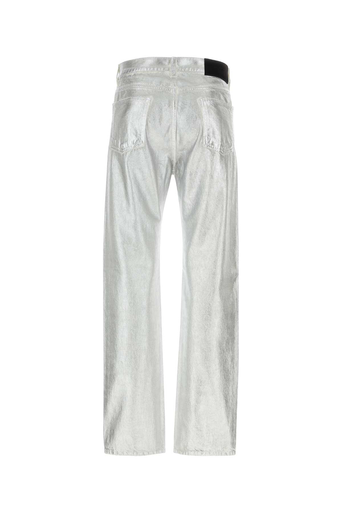 Ferragamo Silver Cotton Pant In Whitesilverred